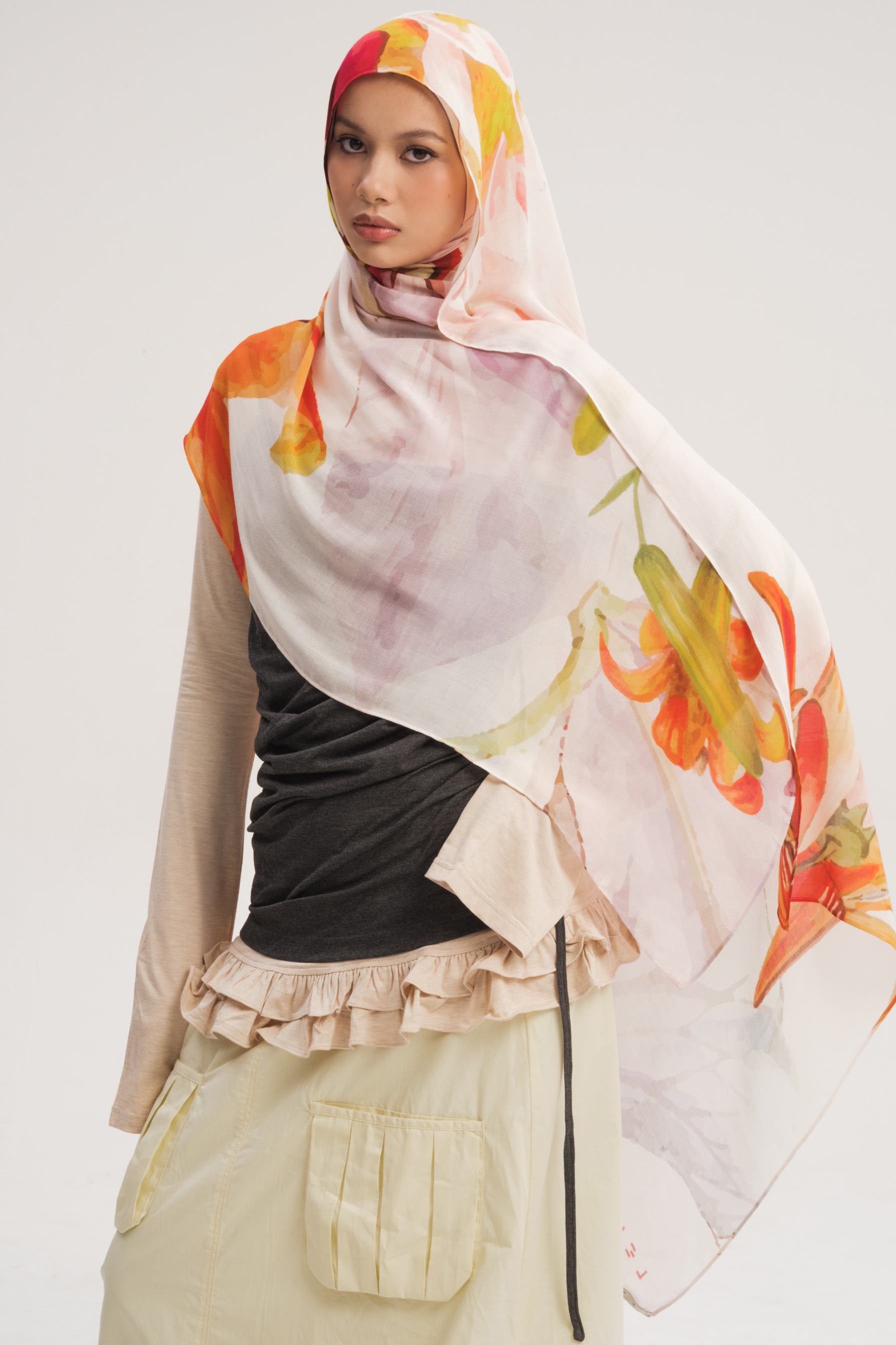 Floral Scarf Tropical Lily | Pashmina Printed Modals