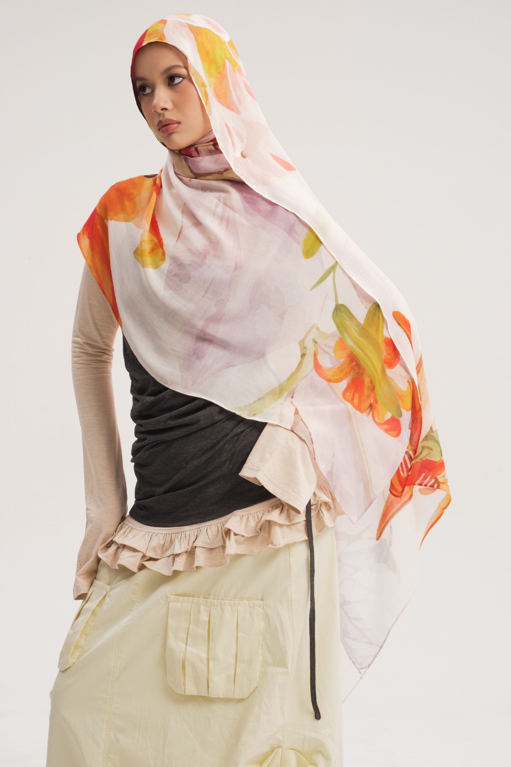 Floral Scarf Tropical Lily | Pashmina Printed Modals