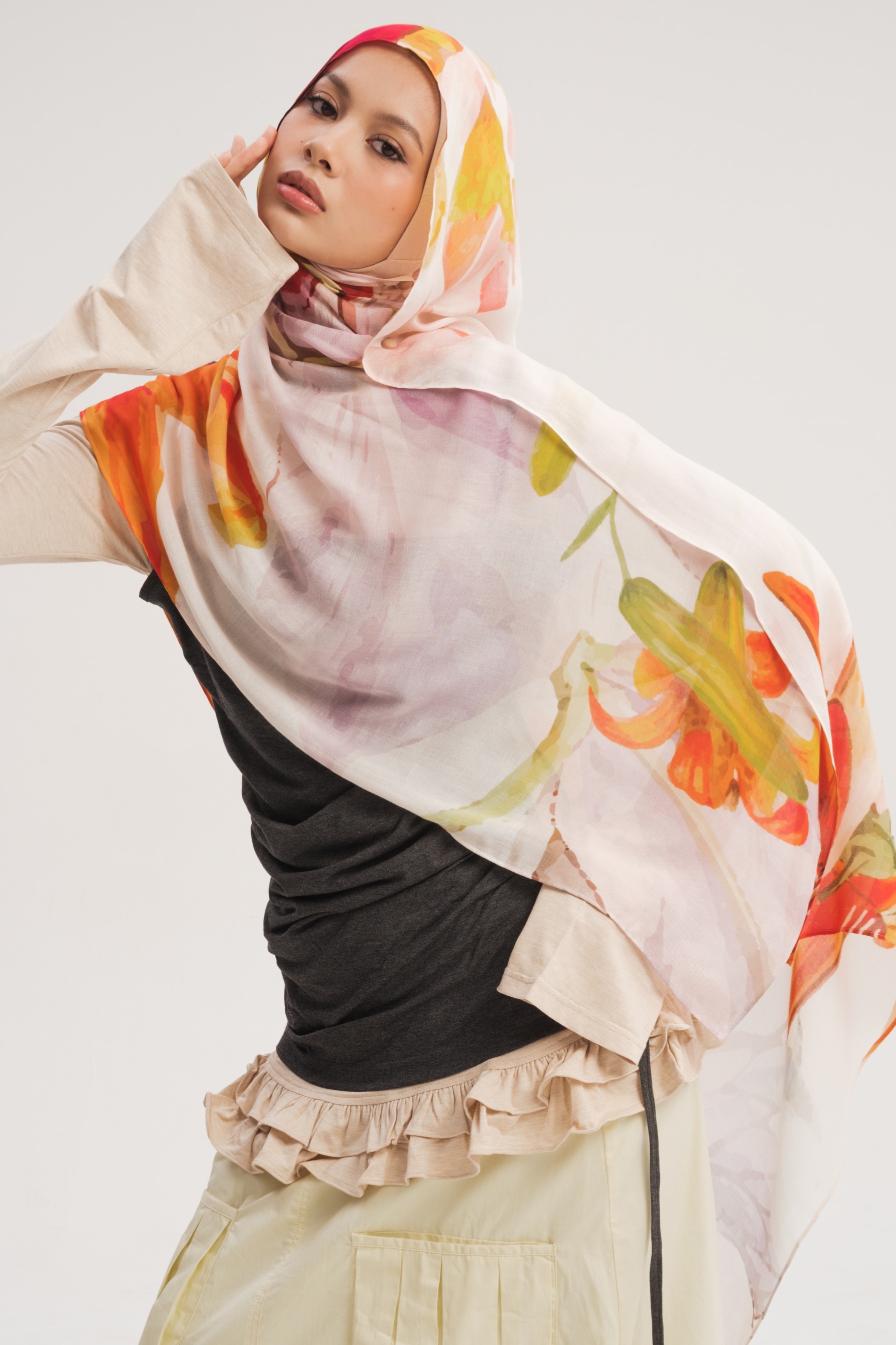 Floral Scarf Tropical Lily | Pashmina Printed Modals