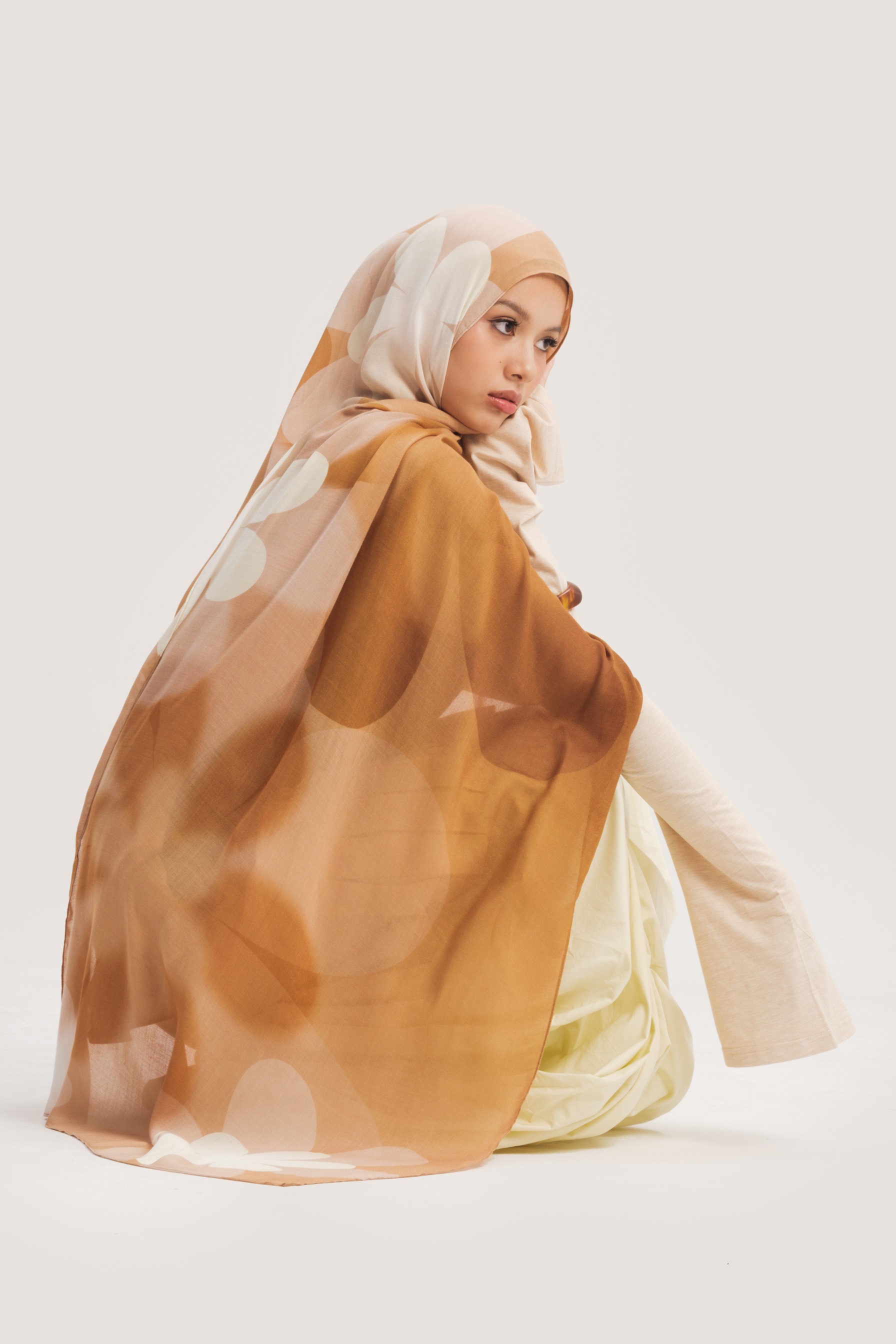 Floral Scarf Brown Chamomile | Pashmina Printed Modals