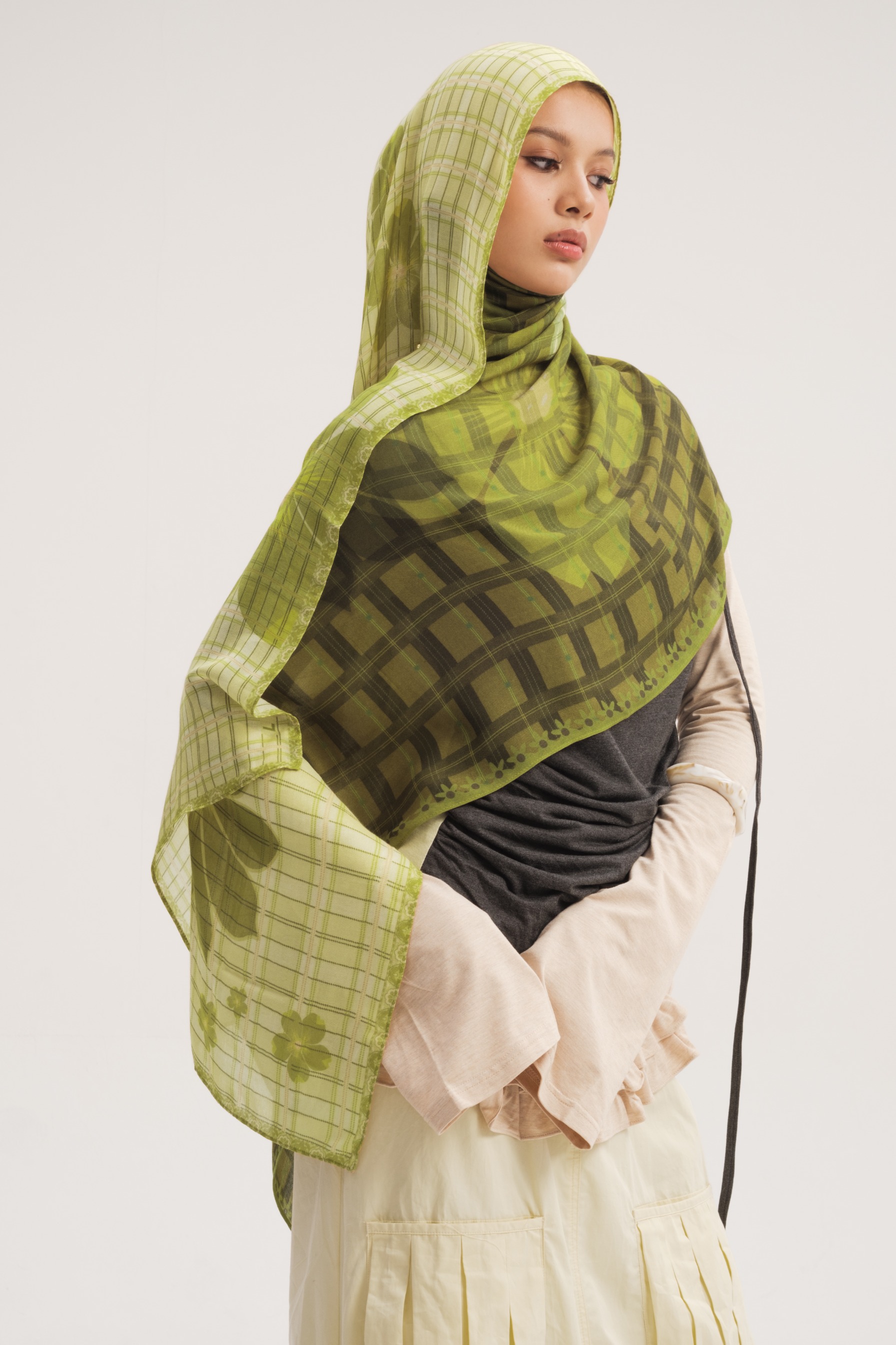 Floral Scarf Plaid Primrose | Pashmina Printed Modals