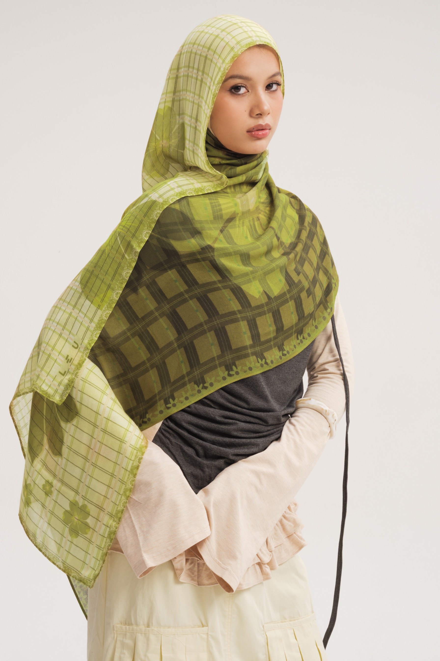 Floral Scarf Plaid Primrose | Pashmina Printed Modals