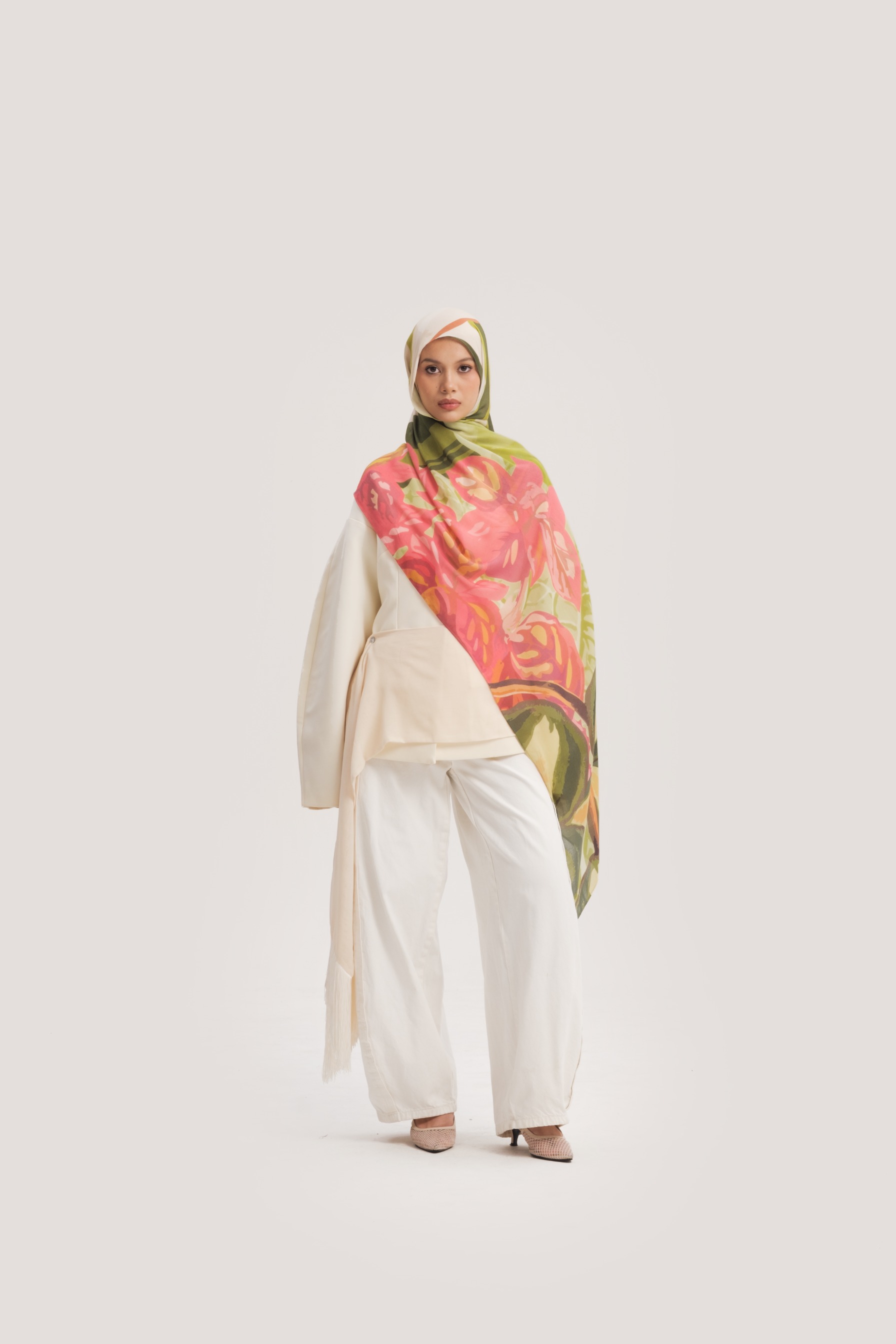Floral Scarf Botanical Leaves | Pashmina Printed Modals