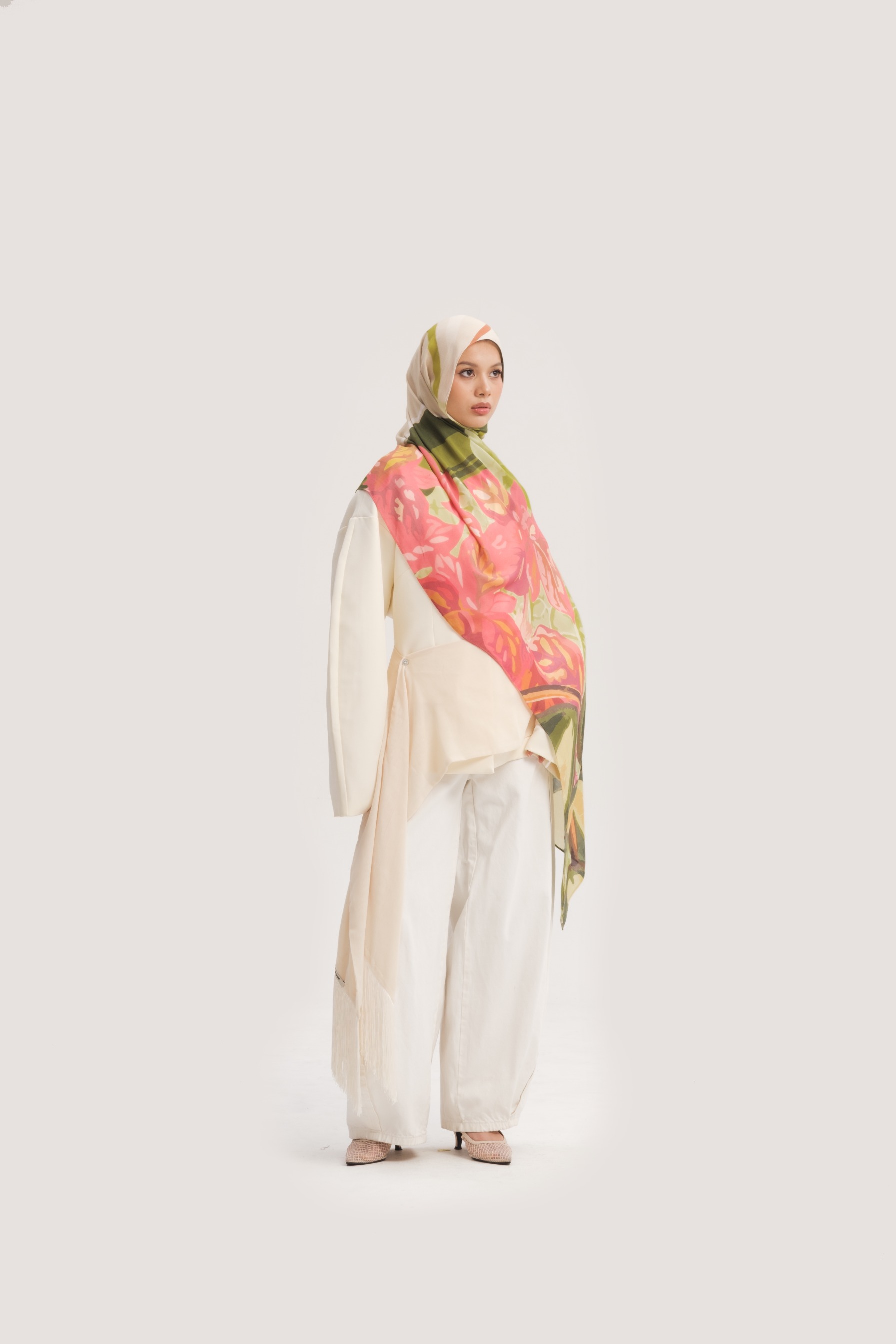 Floral Scarf Botanical Leaves | Pashmina Printed Modals