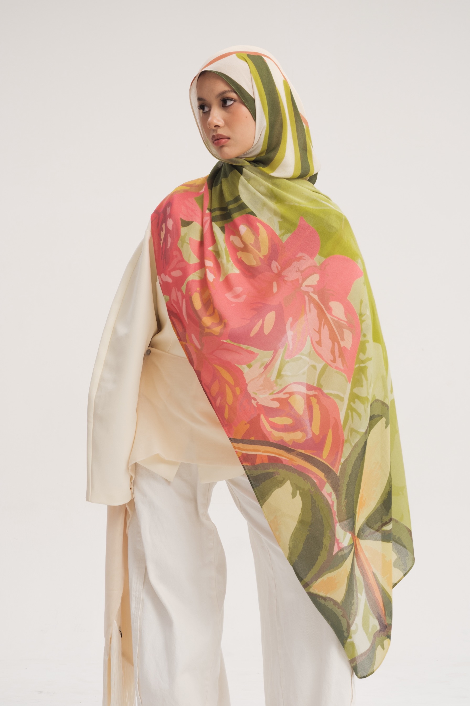 Floral Scarf Botanical Leaves | Pashmina Printed Modals