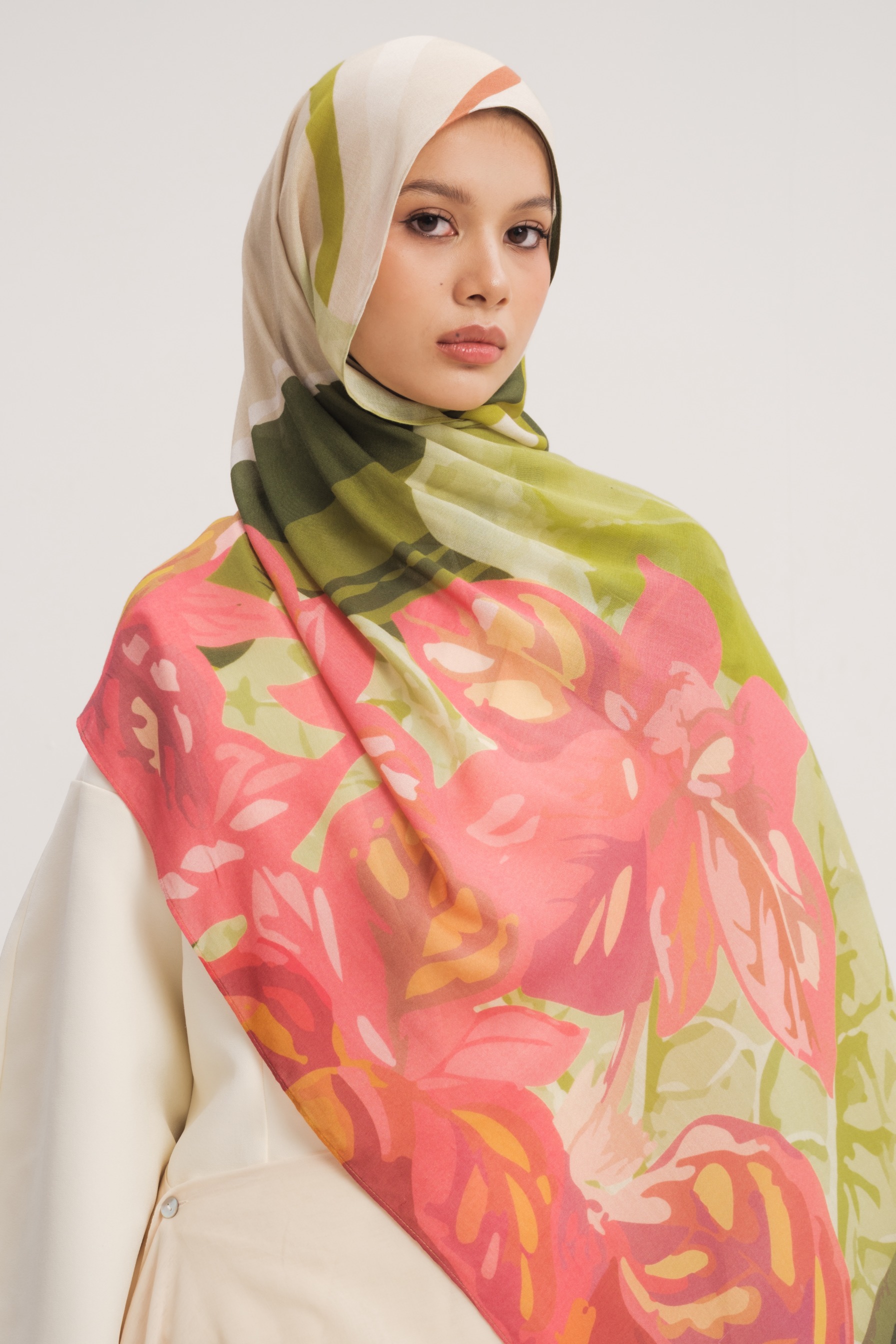 Floral Scarf Botanical Leaves | Pashmina Printed Modals