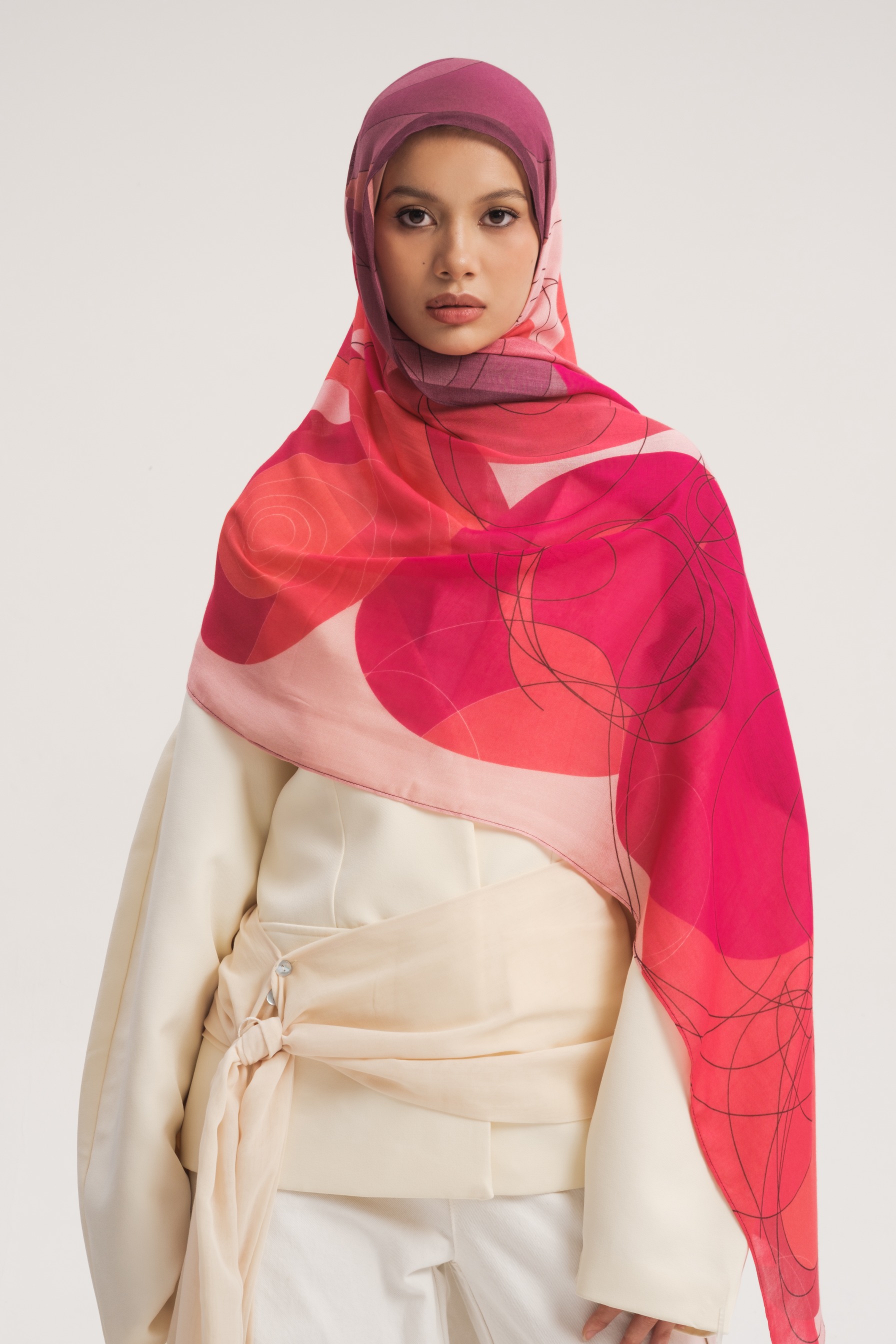 Floral Scarf Violet Rose | Pashmina Printed Modals