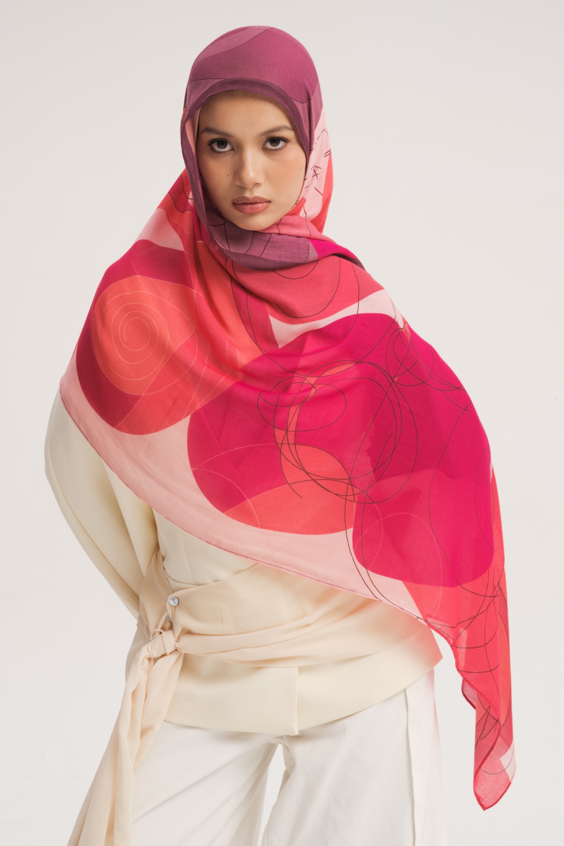 Floral Scarf Violet Rose | Pashmina Printed Modals