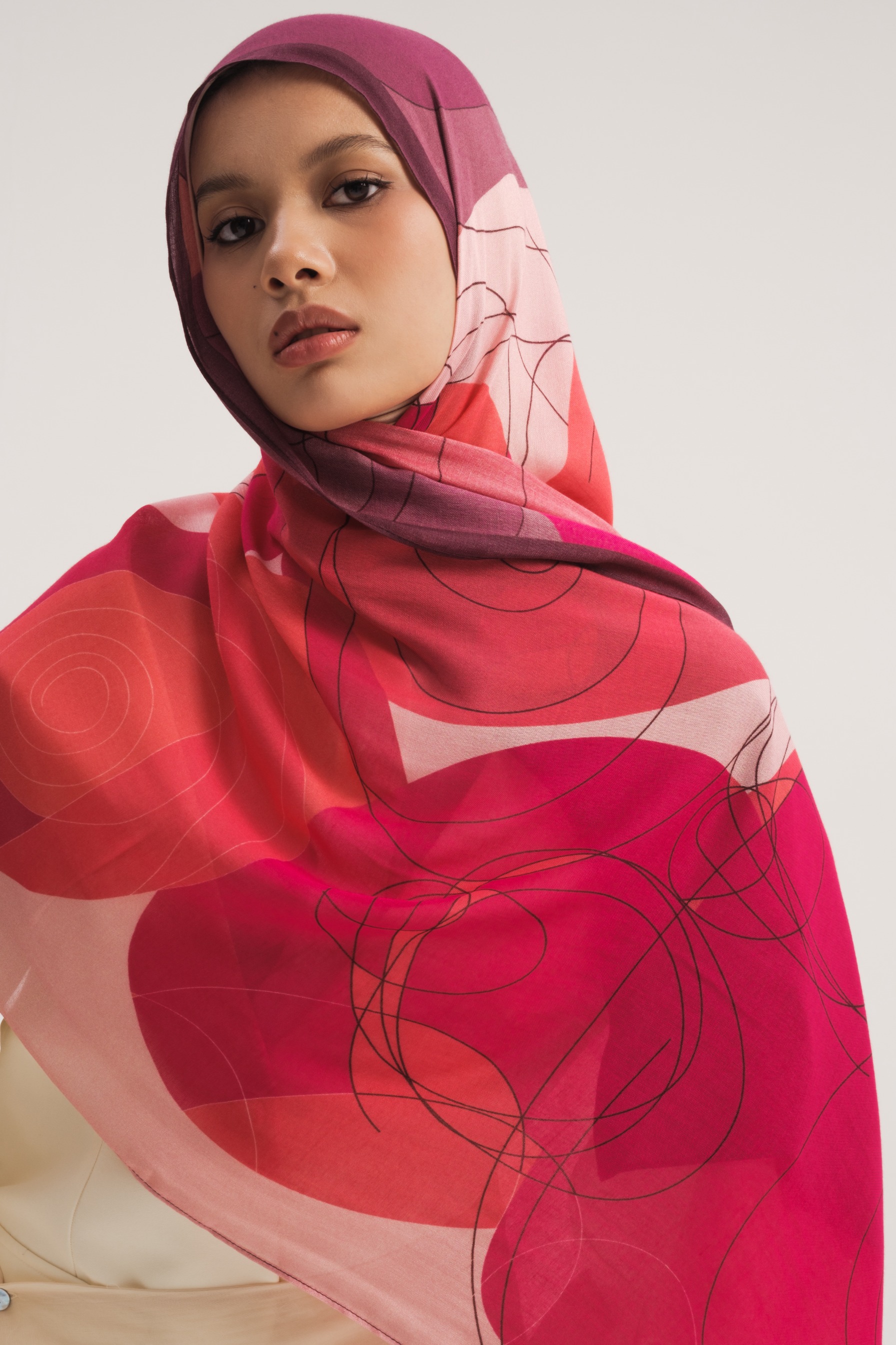 Floral Scarf Violet Rose | Pashmina Printed Modals