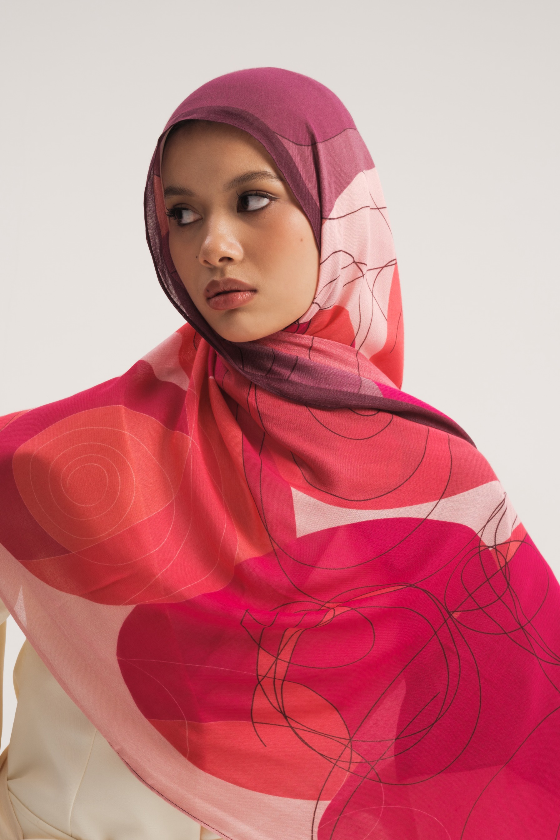 Floral Scarf Violet Rose | Pashmina Printed Modals