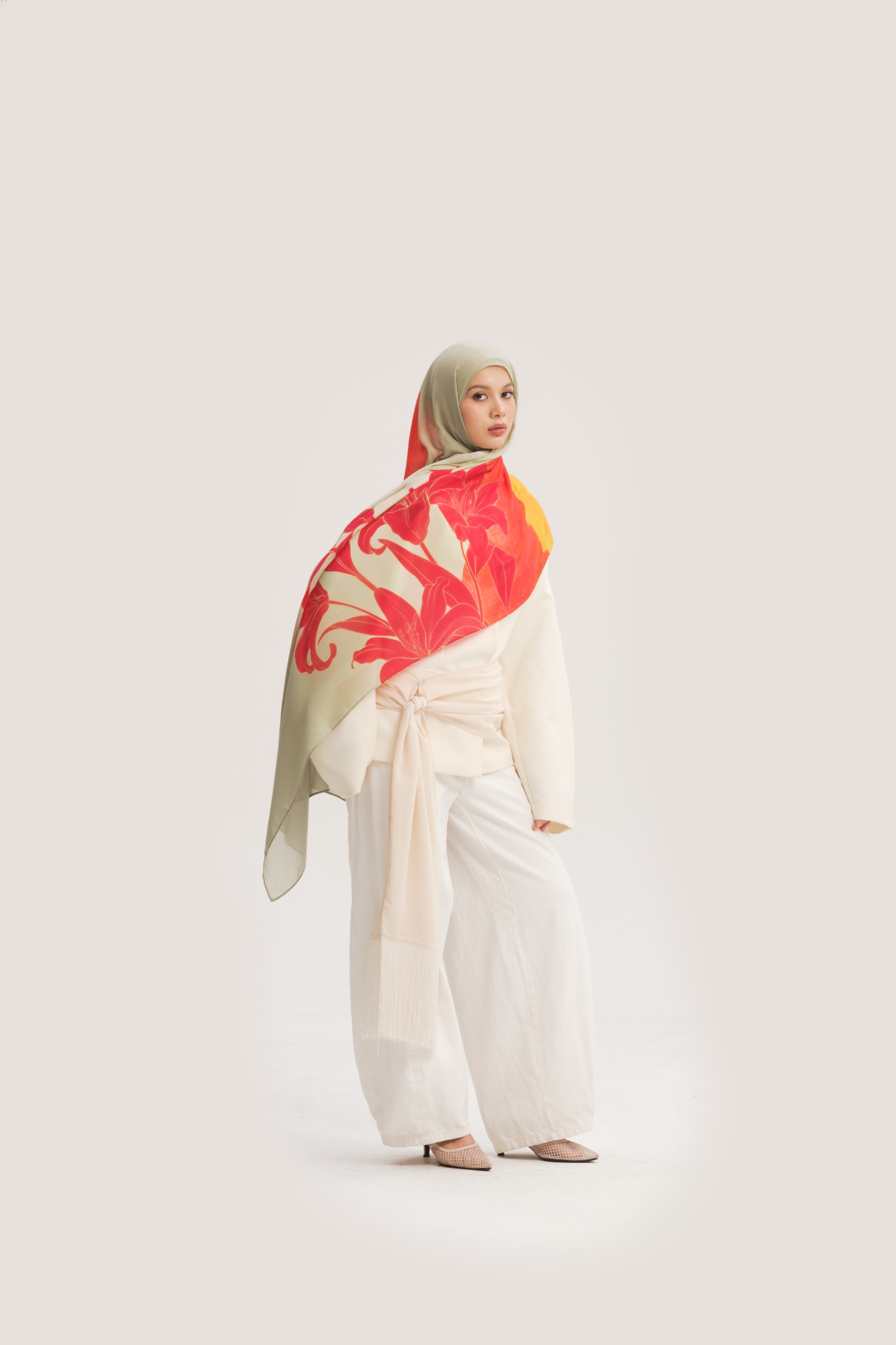 Floral Scarf Red Hibiscus | Pashmina Printed Modals