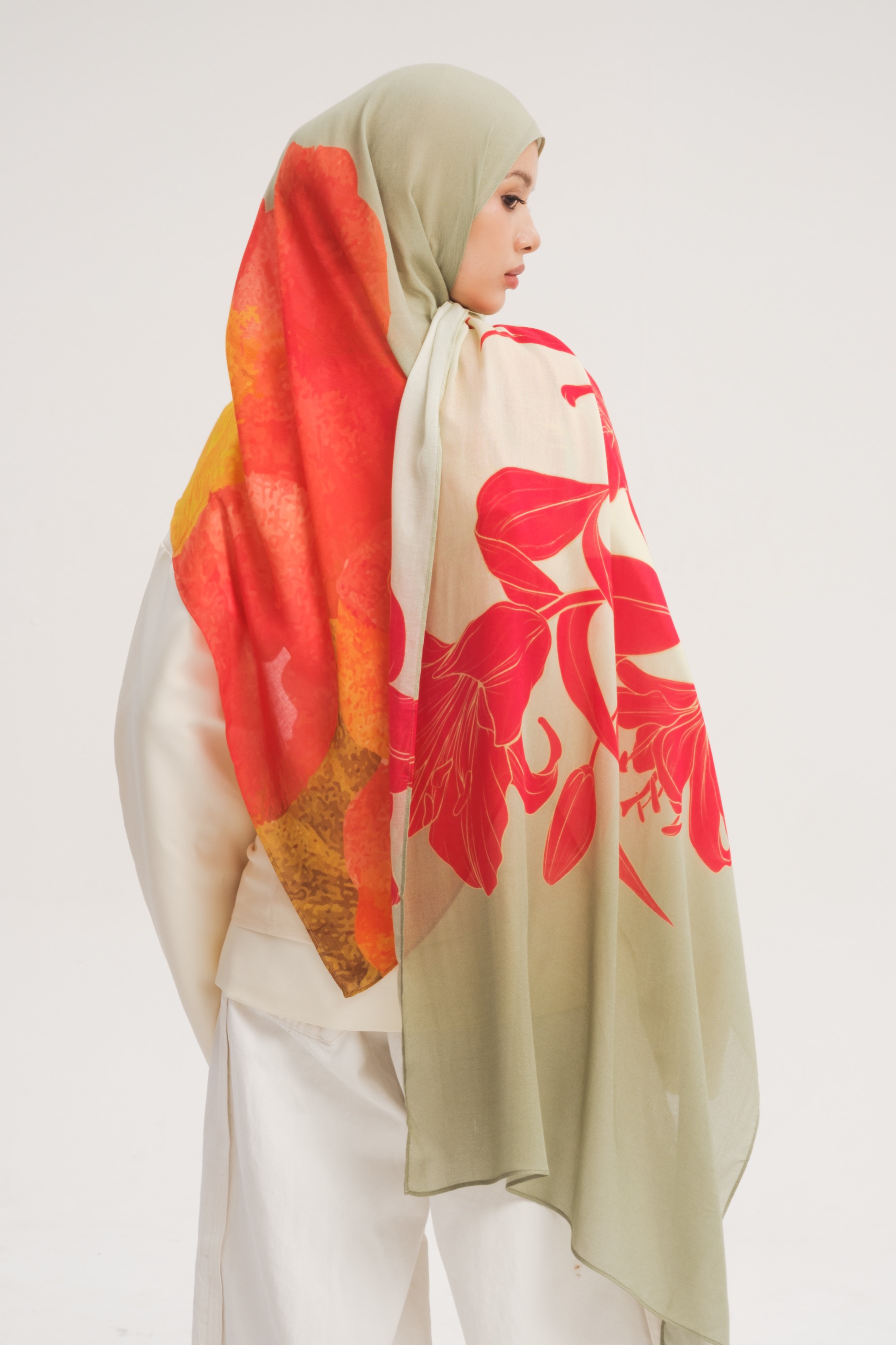 Floral Scarf Red Hibiscus | Pashmina Printed Modals