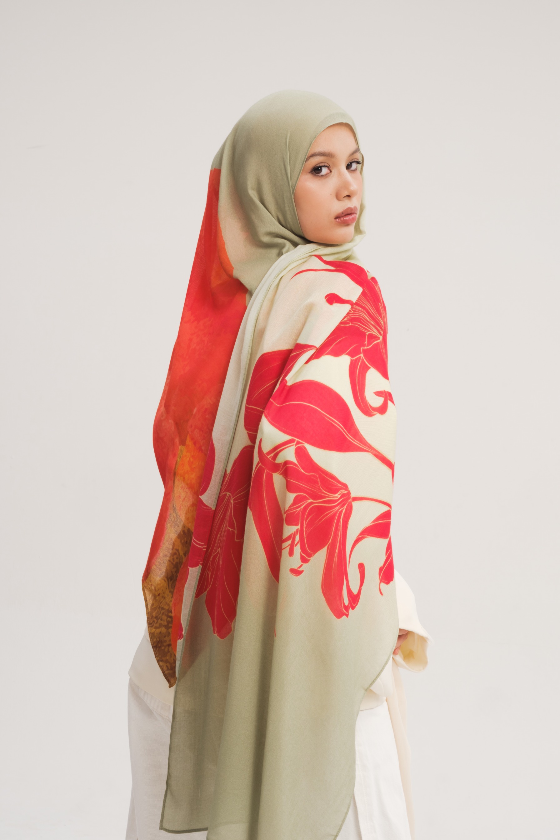 Floral Scarf Red Hibiscus | Pashmina Printed Modals