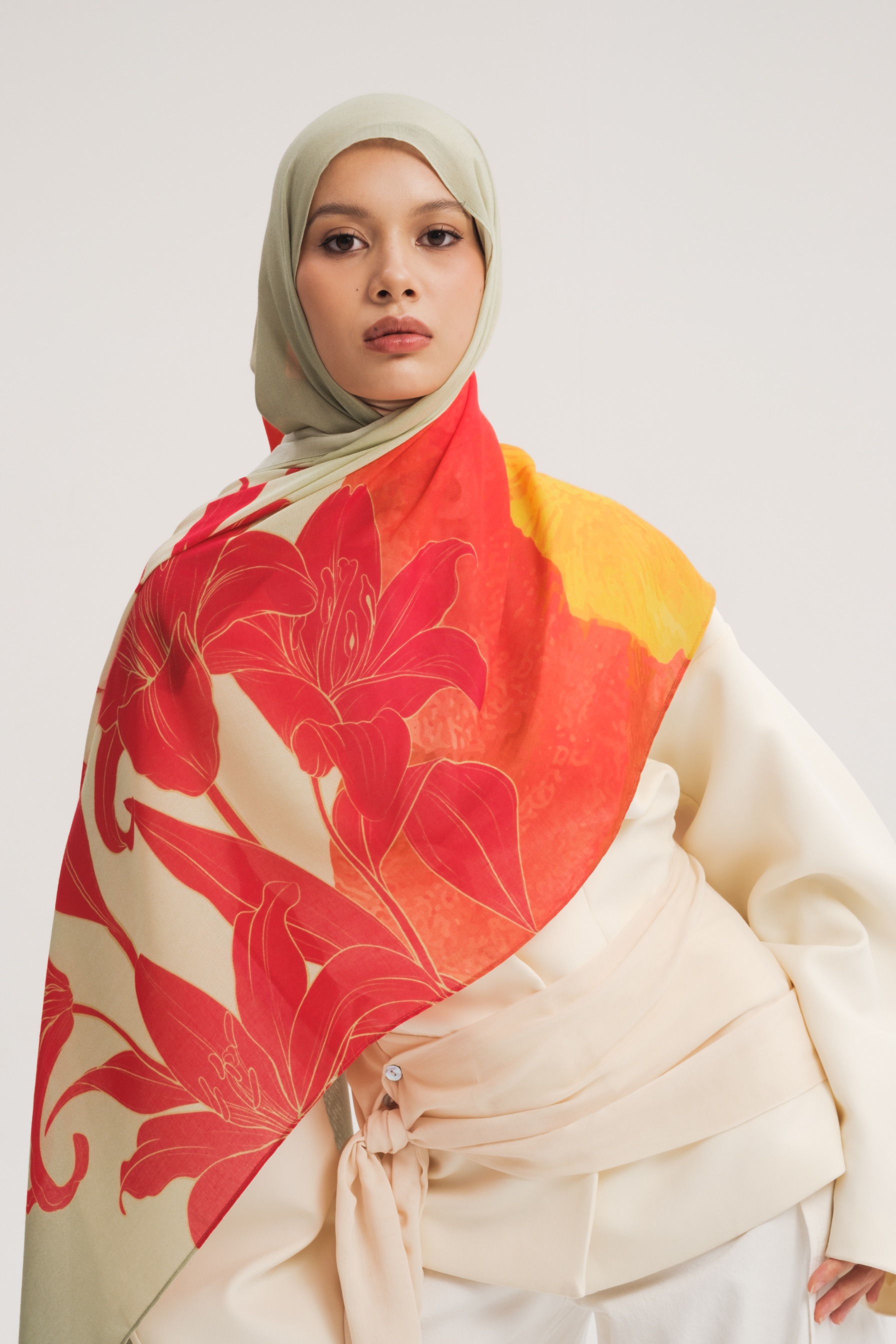 Floral Scarf Red Hibiscus | Pashmina Printed Modals