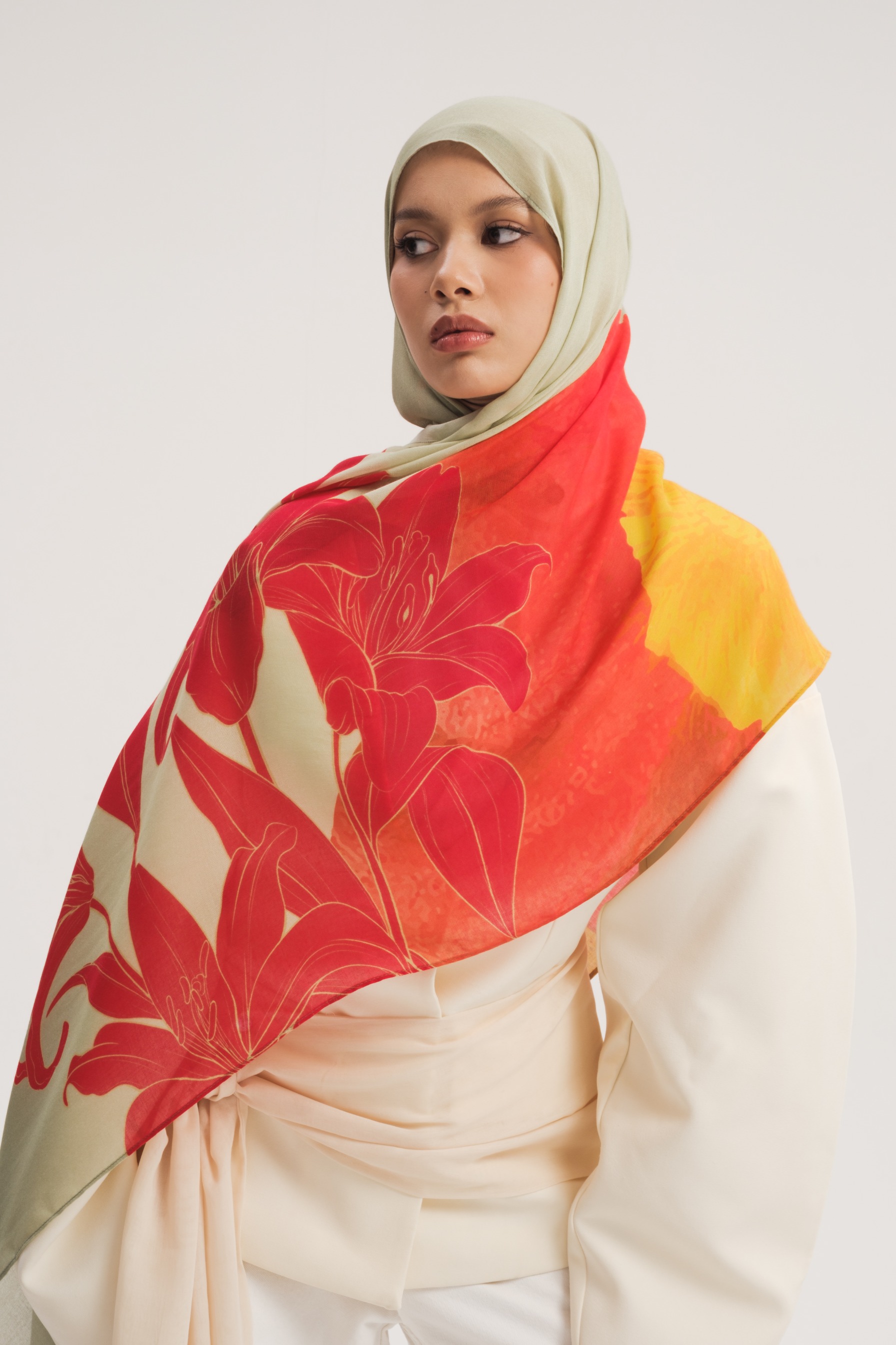 Floral Scarf Red Hibiscus | Pashmina Printed Modals