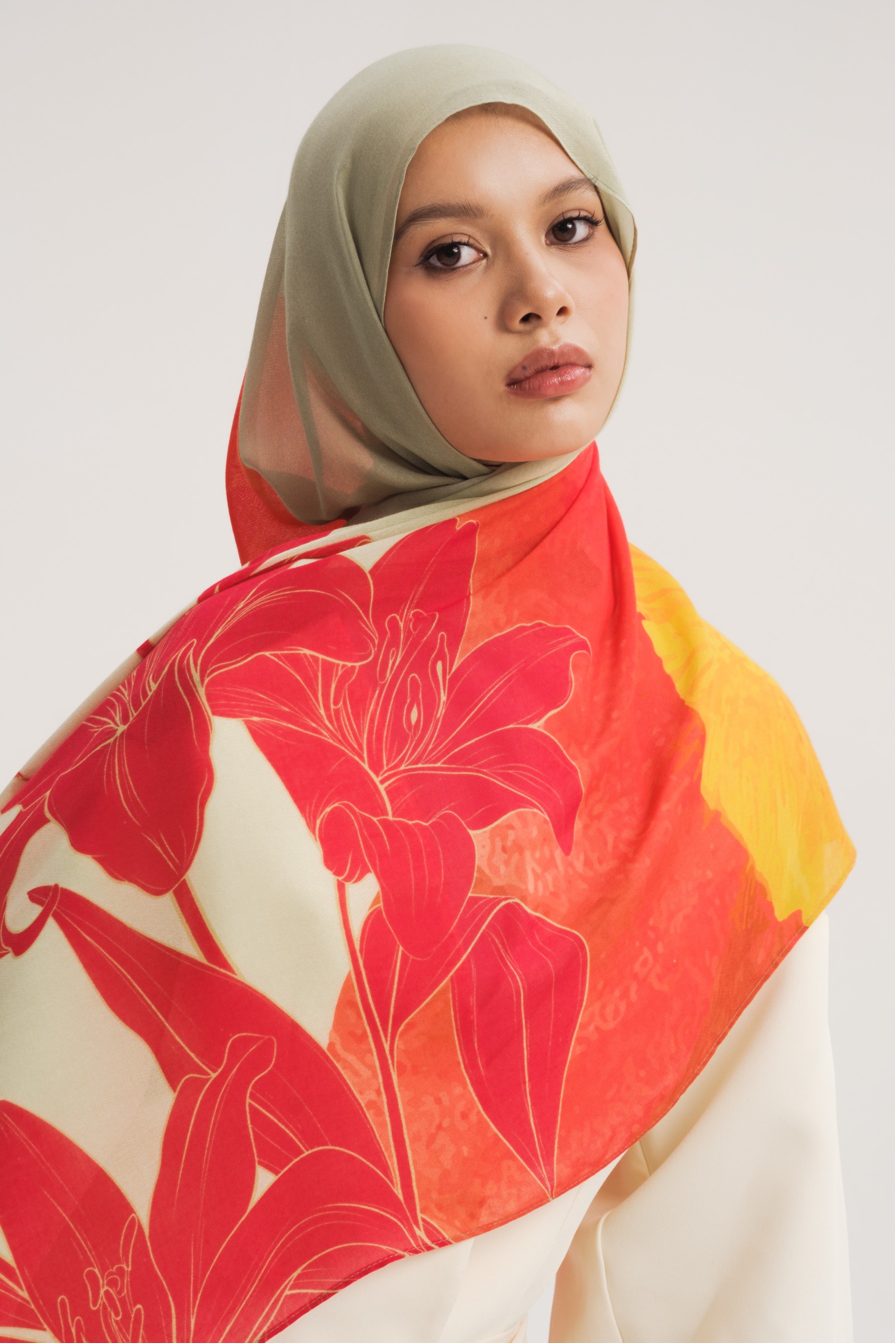 Floral Scarf Red Hibiscus | Pashmina Printed Modals