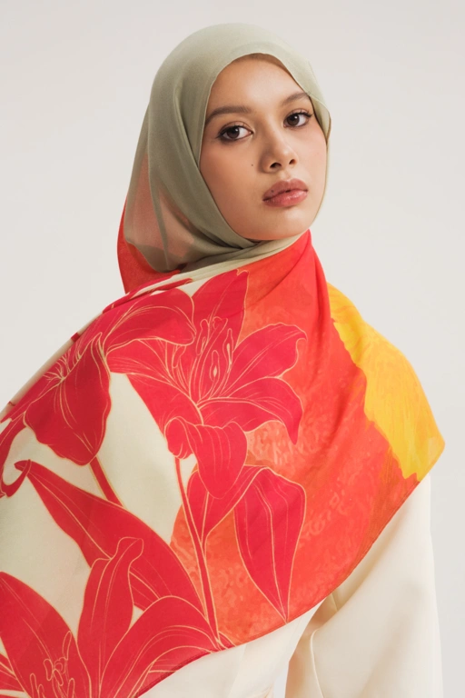 Floral Scarf Red Hibiscus | Pashmina Printed Modals