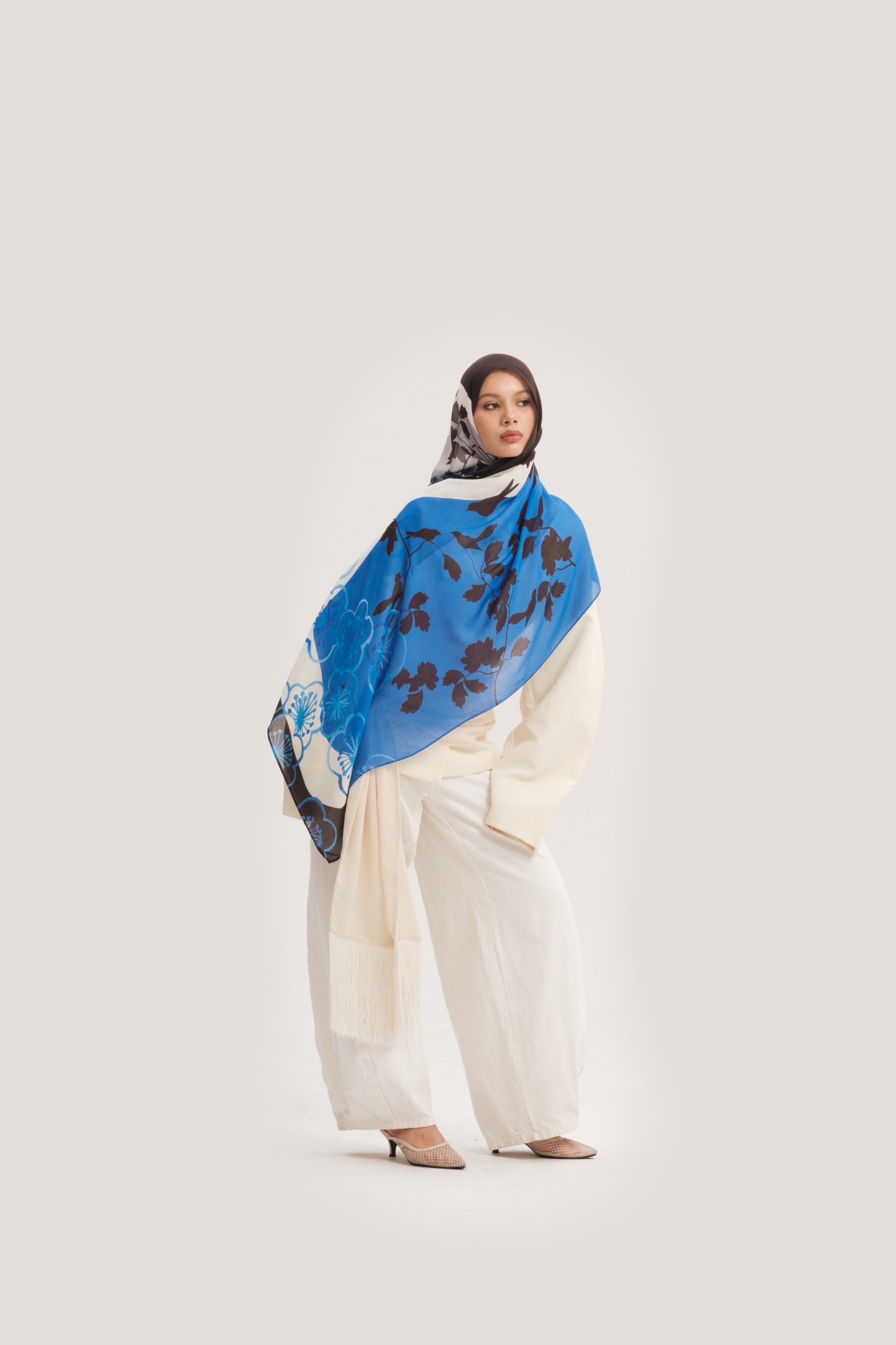 Floral Scarf Midnight Garden | Pashmina Printed Modals