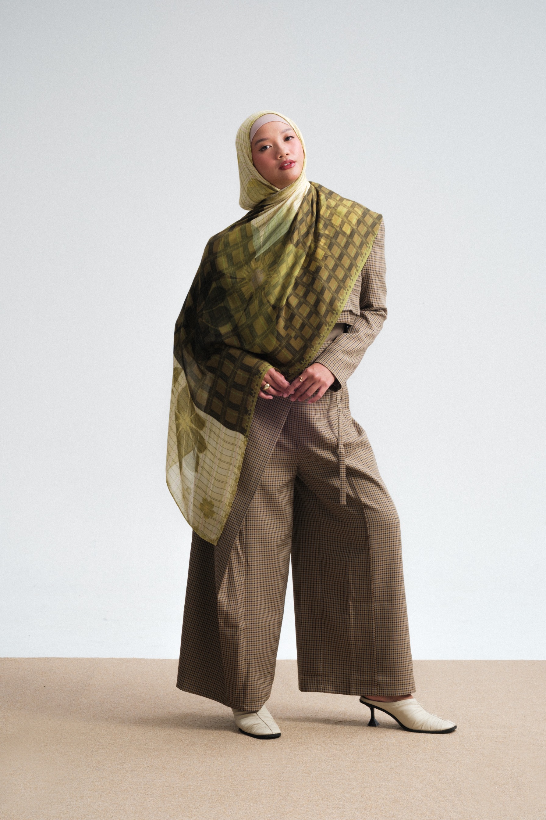 Floral Scarf Plaid Primrose | Pashmina Printed Modals