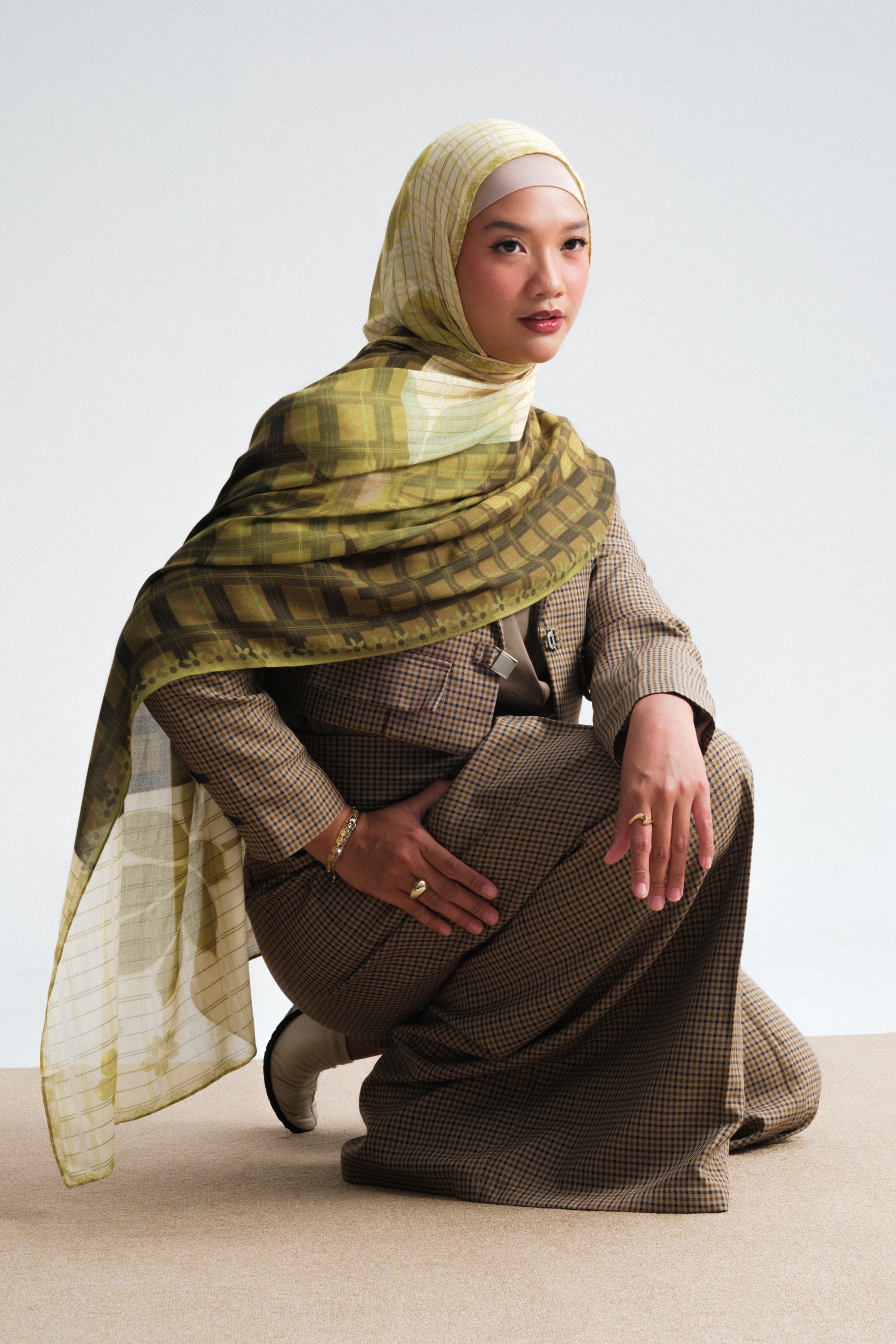 Floral Scarf Plaid Primrose | Pashmina Printed Modals