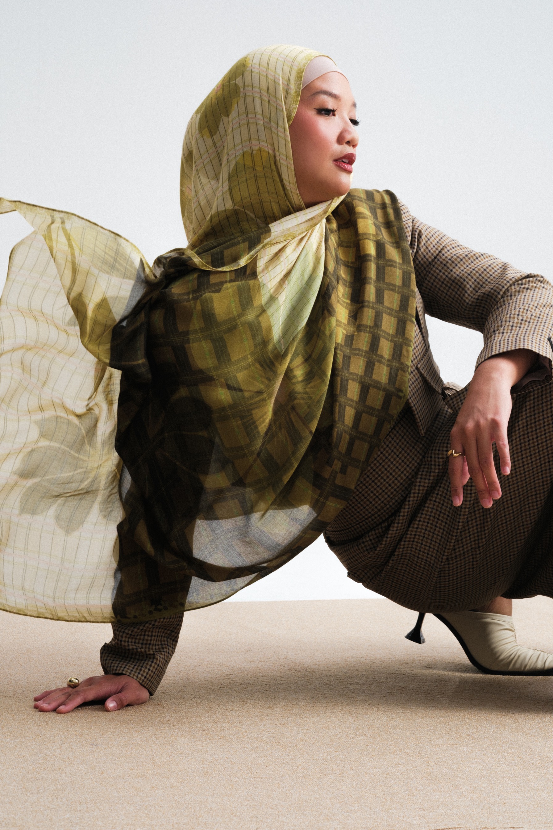 Floral Scarf Plaid Primrose | Pashmina Printed Modals