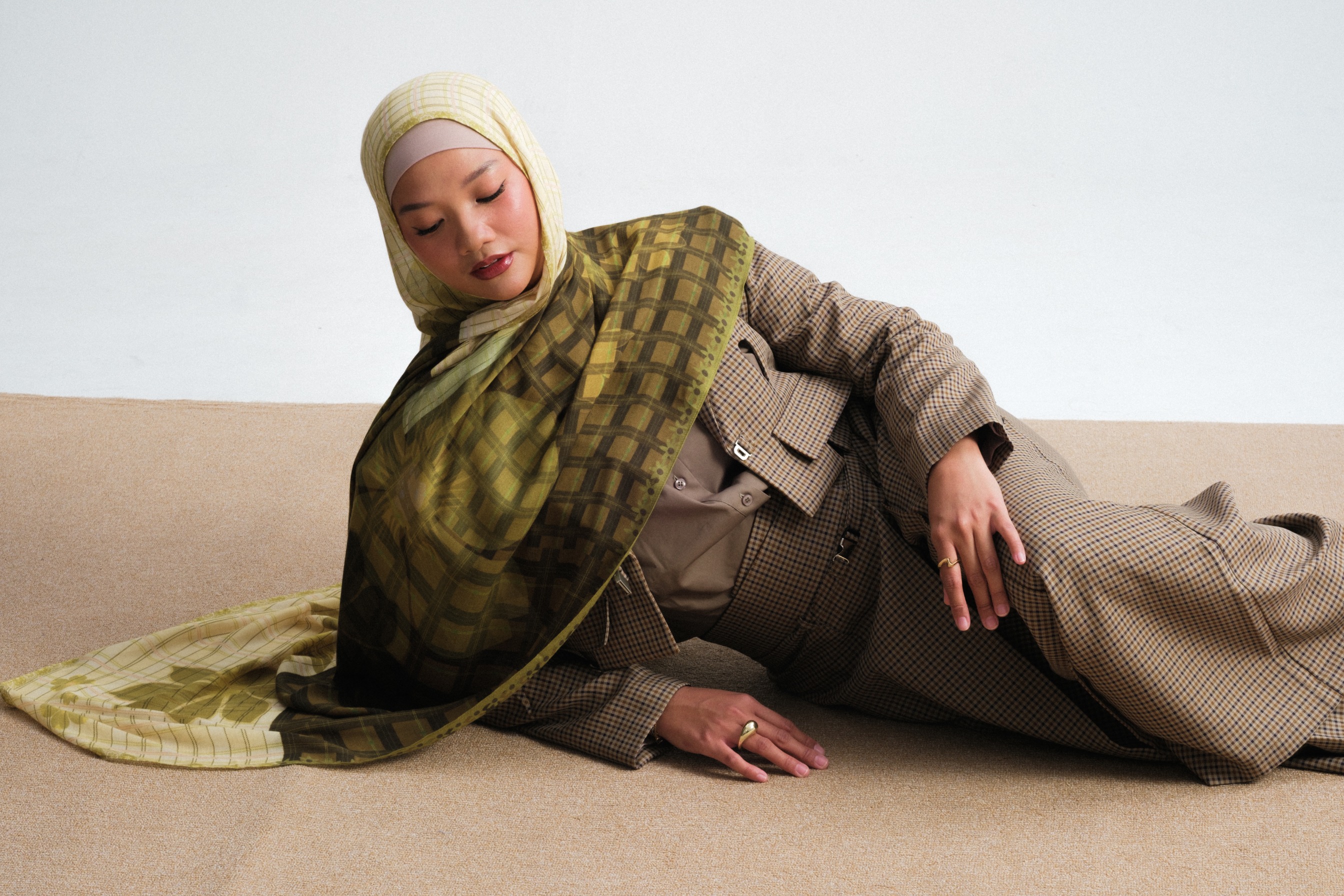 Floral Scarf Plaid Primrose | Pashmina Printed Modals