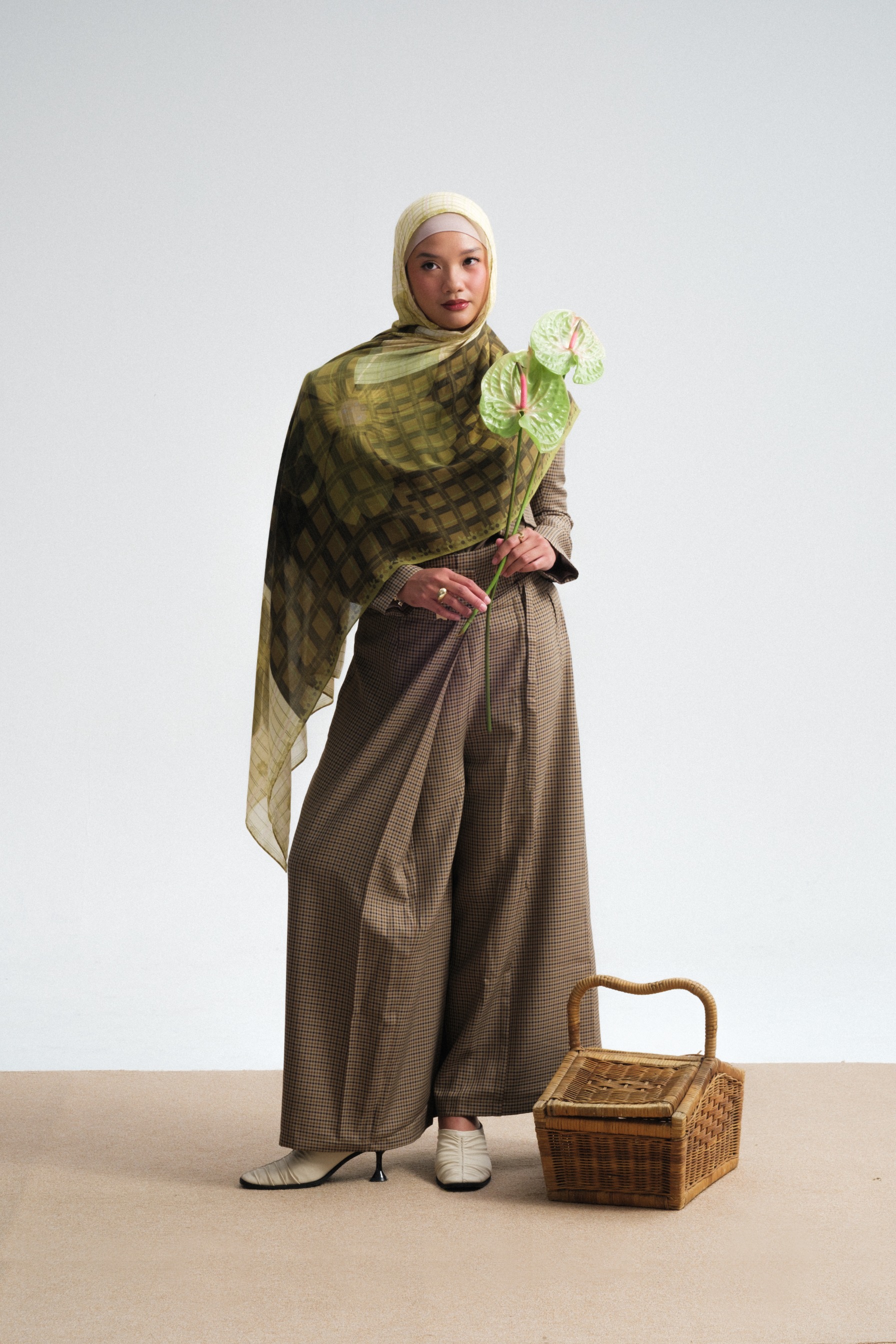 Floral Scarf Plaid Primrose | Pashmina Printed Modals