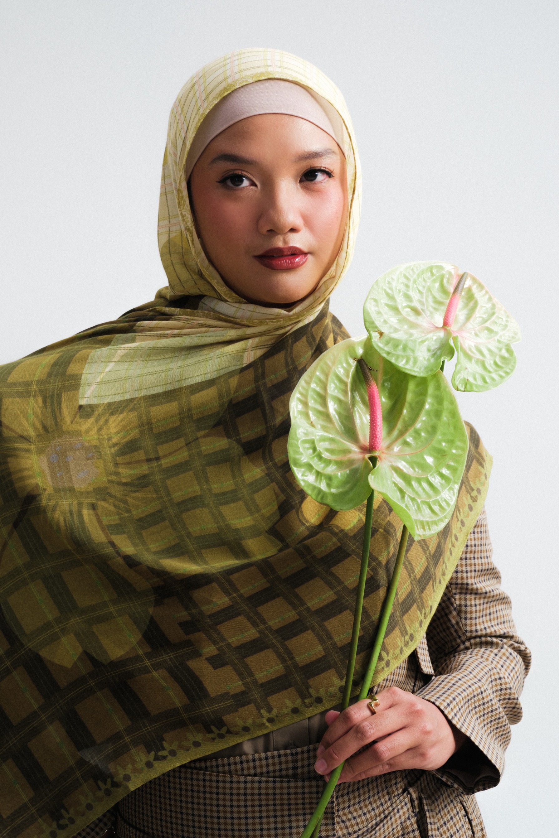 Floral Scarf Plaid Primrose | Pashmina Printed Modals