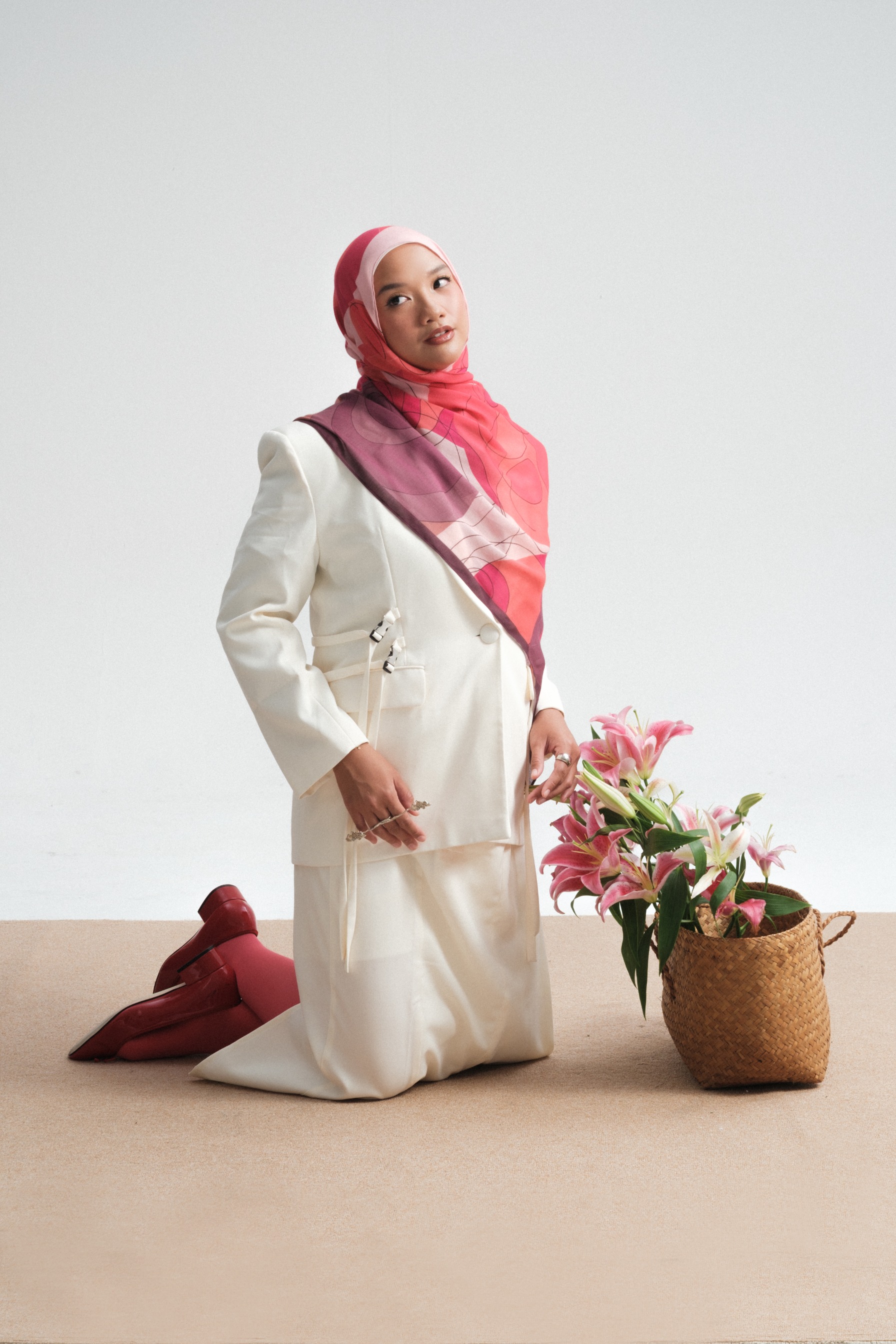 Floral Scarf Violet Rose | Pashmina Printed Modals