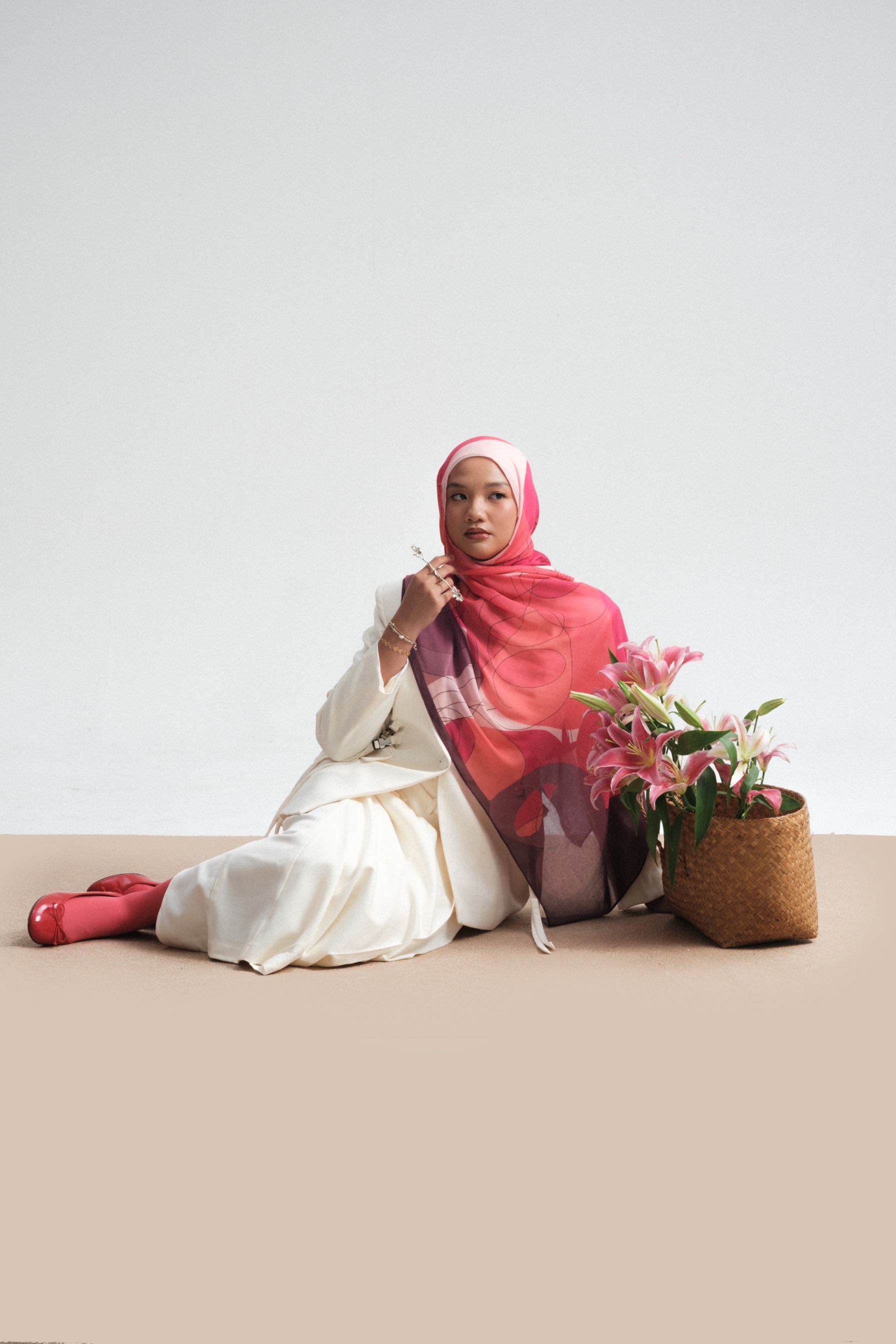 Floral Scarf Violet Rose | Pashmina Printed Modals