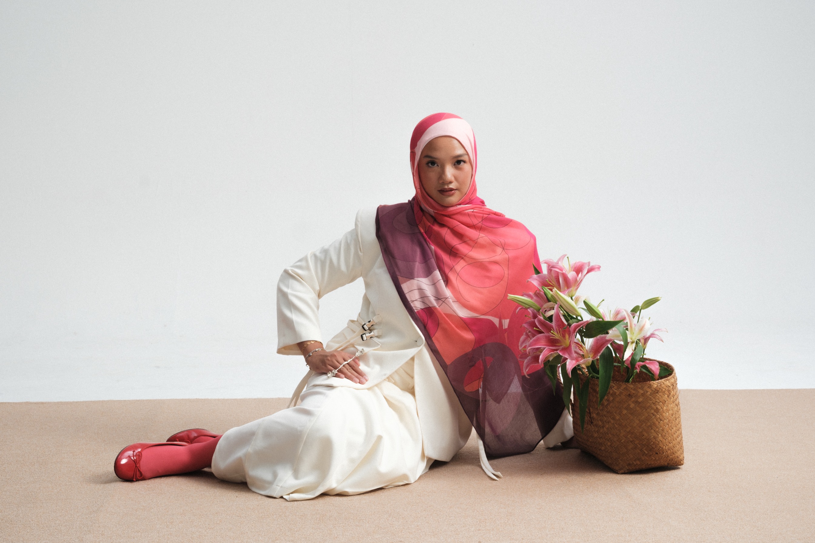 Floral Scarf Violet Rose | Pashmina Printed Modals