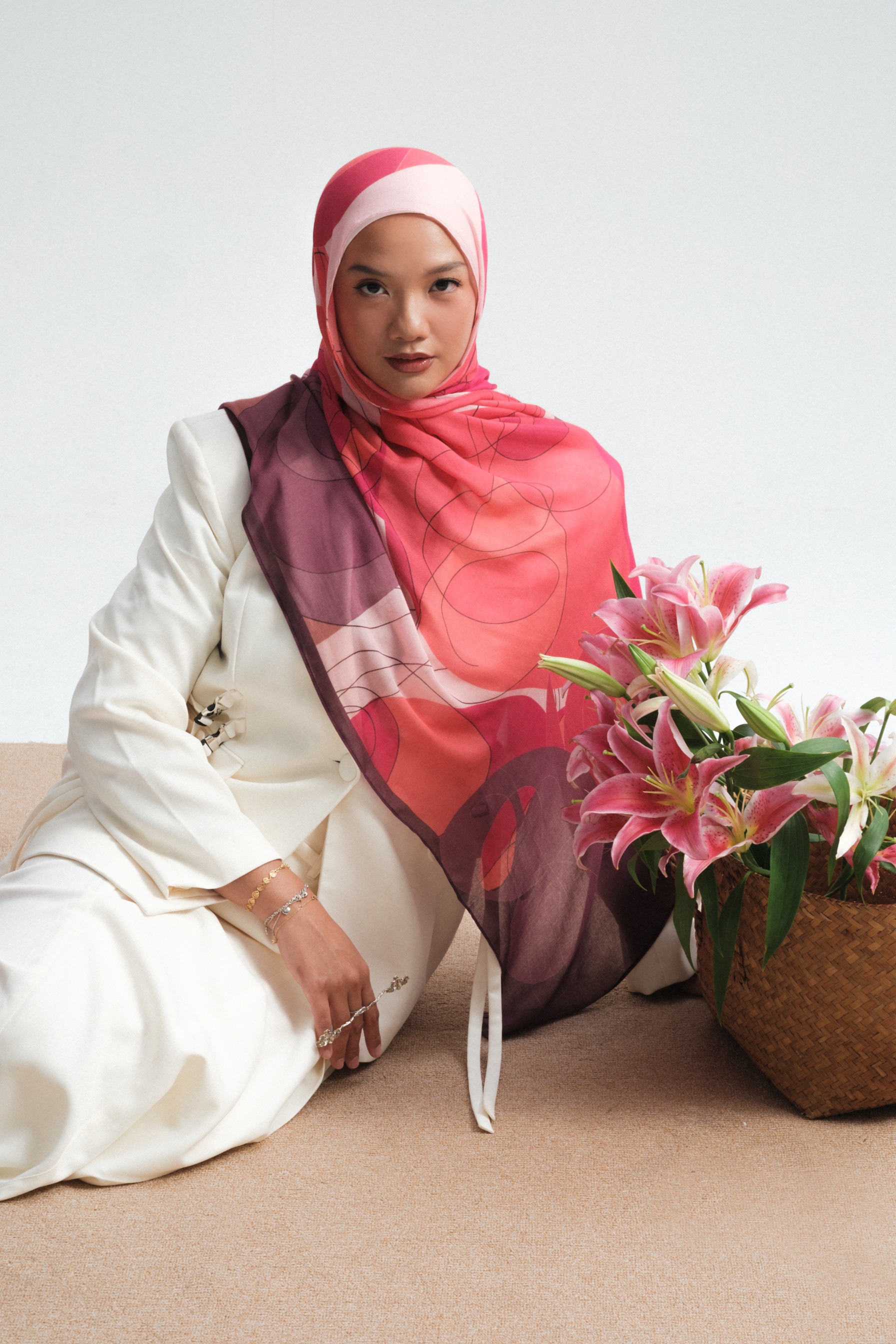 Floral Scarf Violet Rose | Pashmina Printed Modals