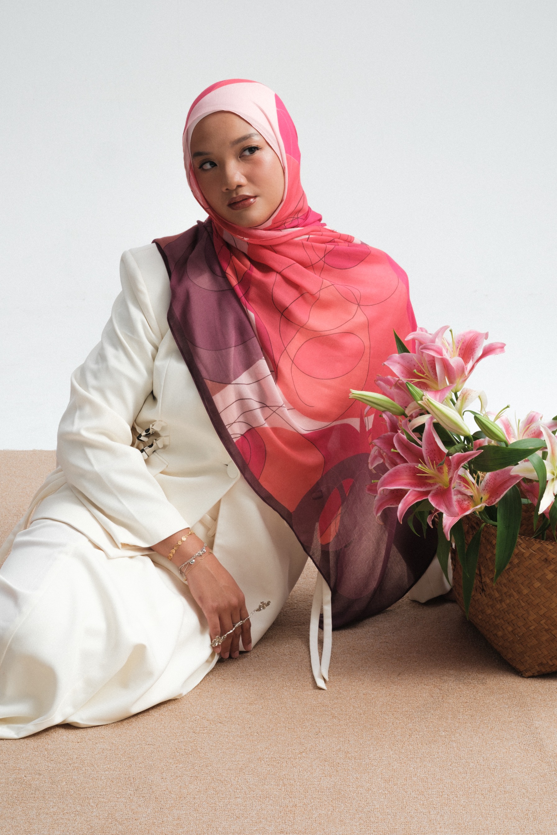 Floral Scarf Violet Rose | Pashmina Printed Modals