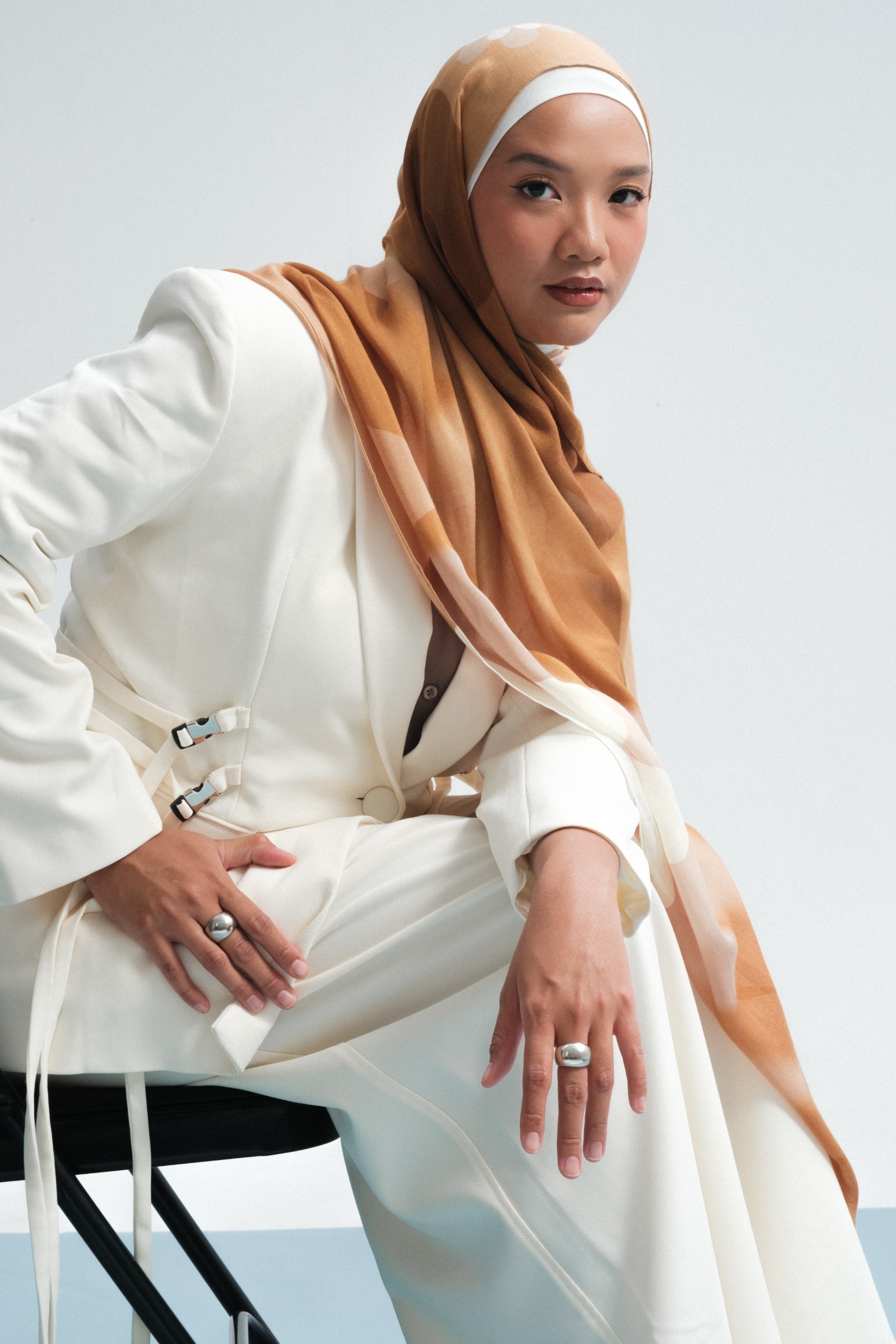 Floral Scarf Brown Chamomile | Pashmina Printed Modals