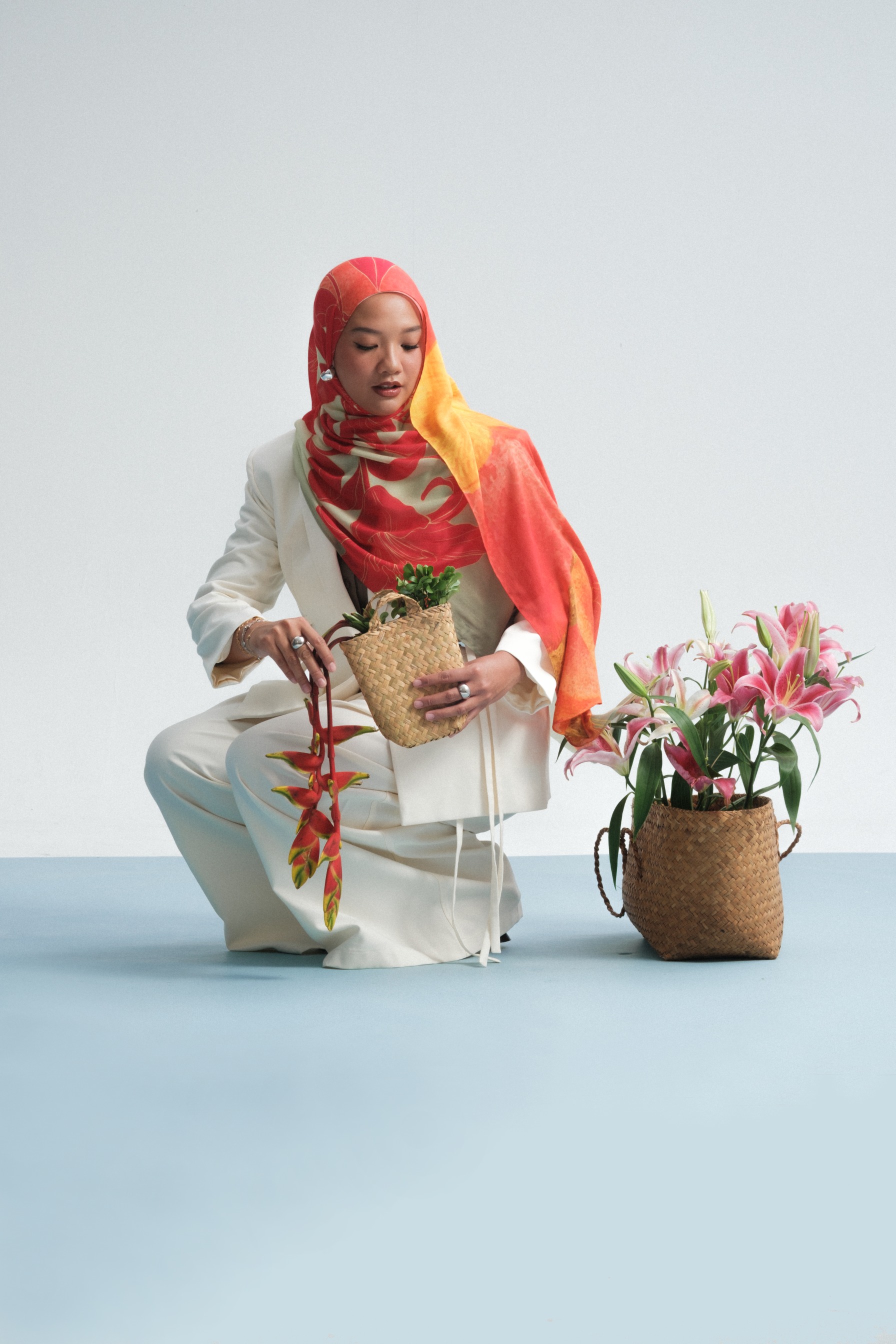 Floral Scarf Red Hibiscus | Pashmina Printed Modals