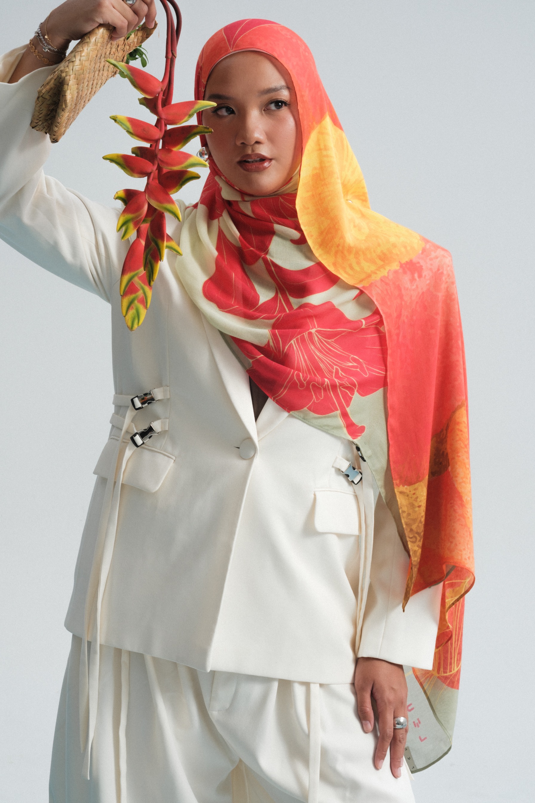 Floral Scarf Red Hibiscus | Pashmina Printed Modals