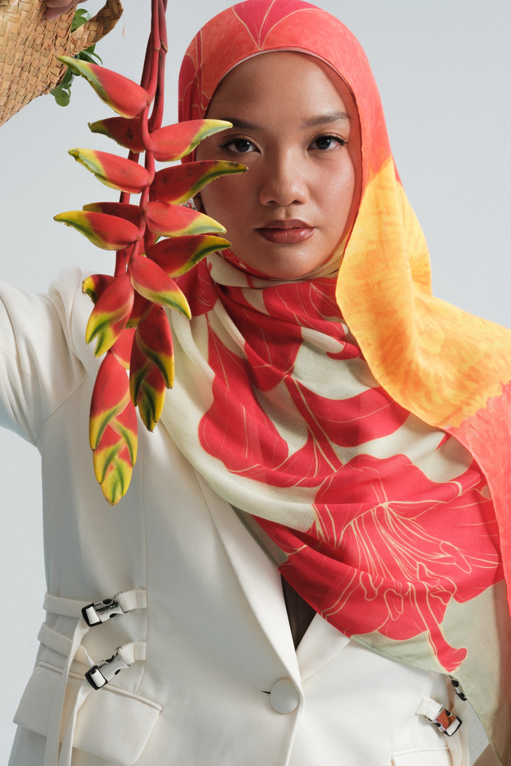 Floral Scarf Red Hibiscus | Pashmina Printed Modals