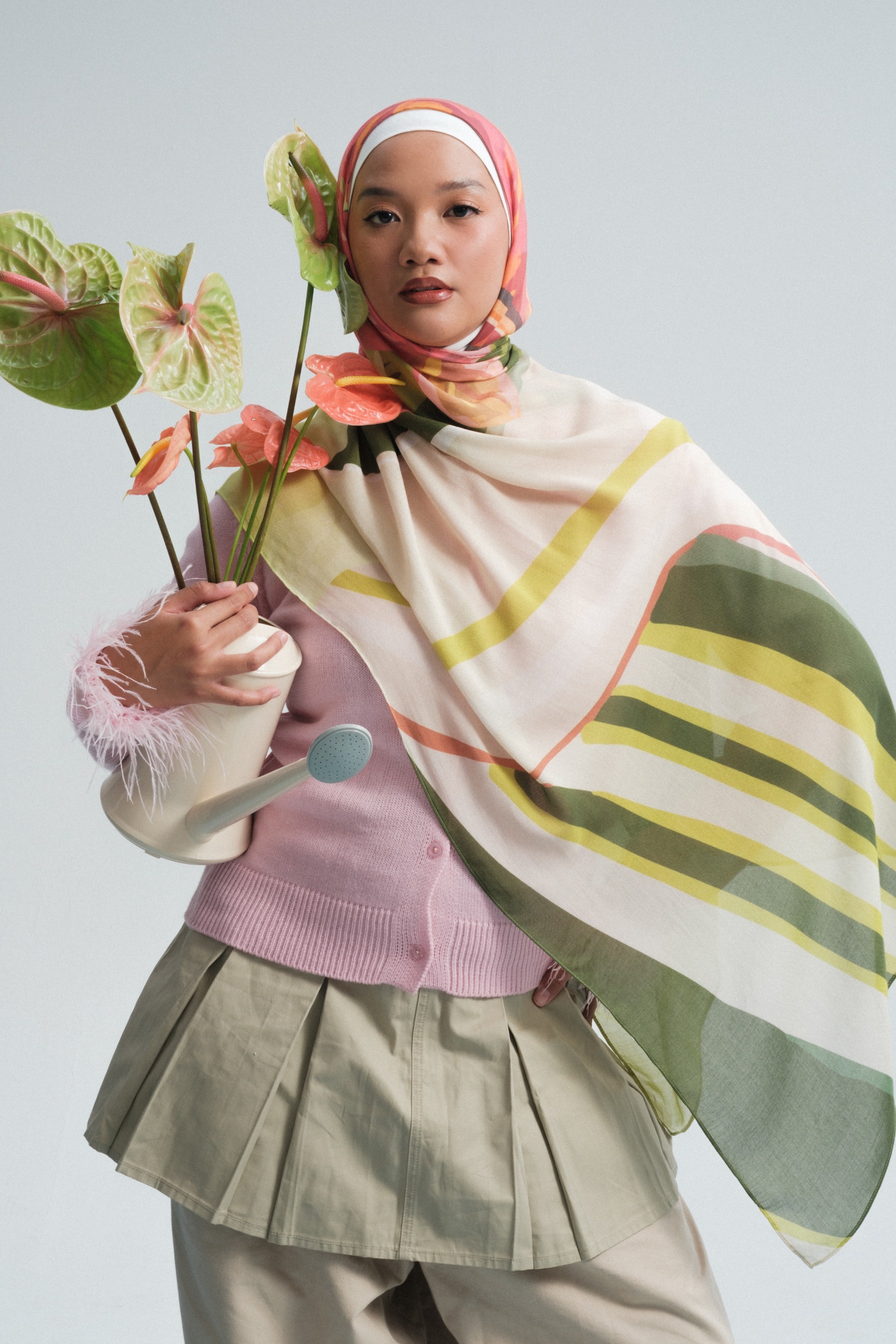 Floral Scarf Botanical Leaves | Pashmina Printed Modals