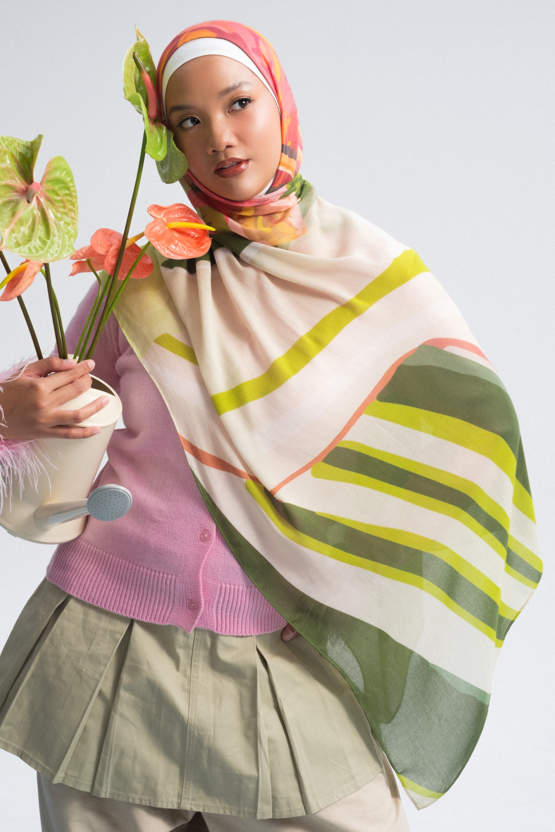Floral Scarf Botanical Leaves | Pashmina Printed Modals