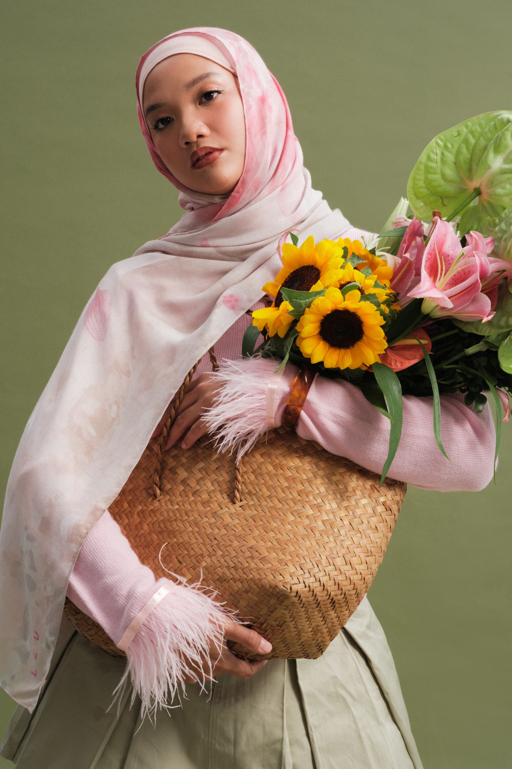 Floral Scarf Painted Dahlia | Pashmina Printed Modals
