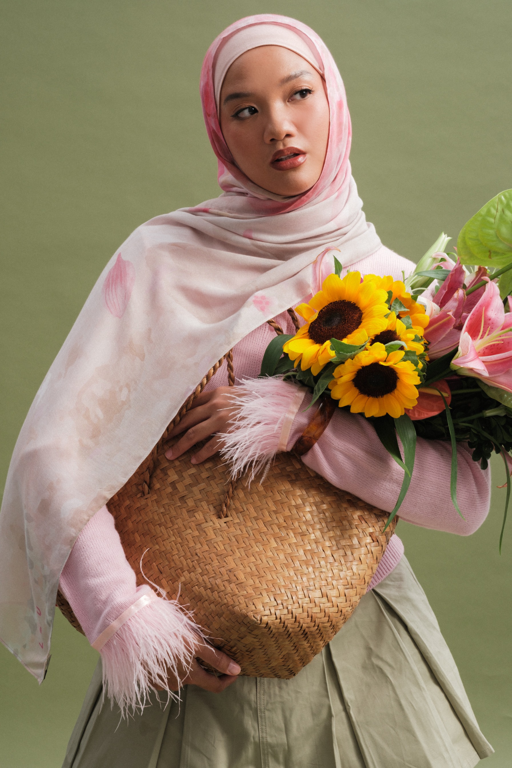 Floral Scarf Painted Dahlia | Pashmina Printed Modals
