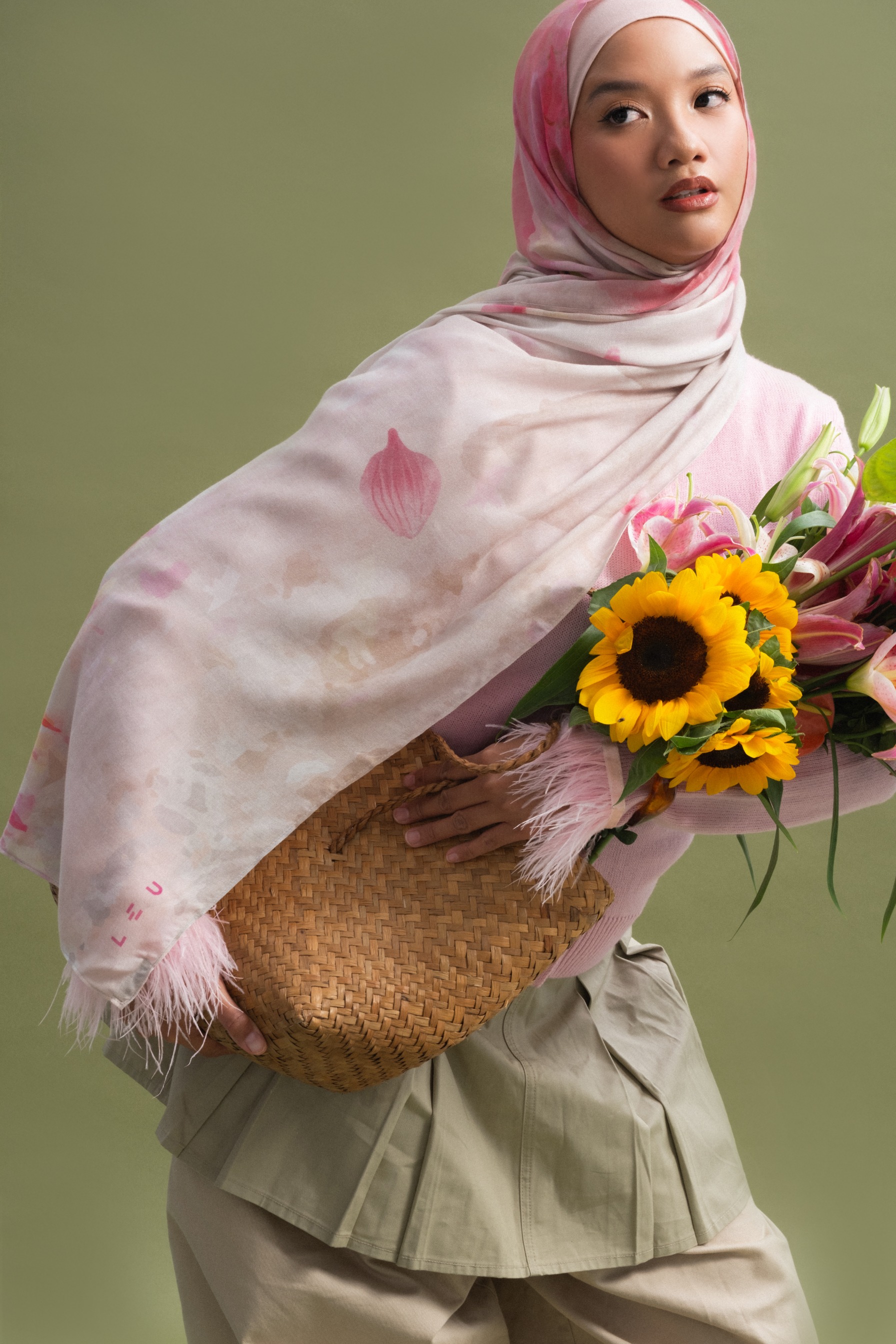 Floral Scarf Painted Dahlia | Pashmina Printed Modals