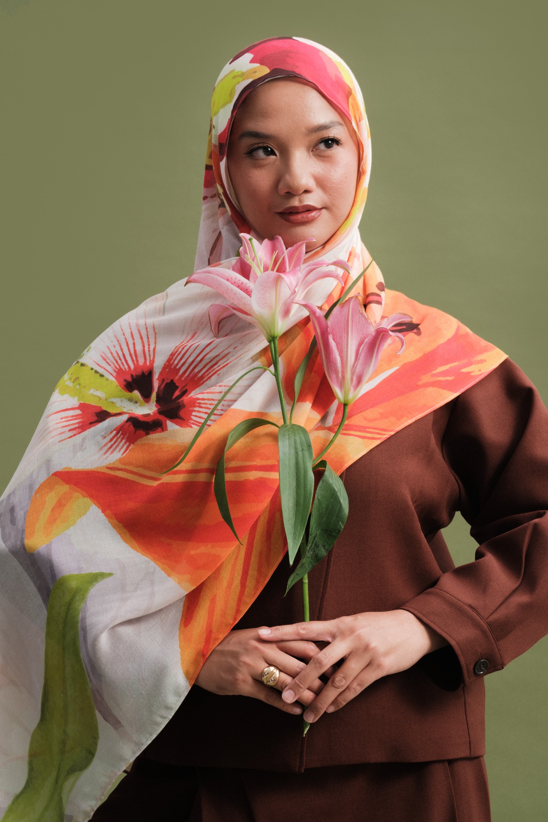 Floral Scarf Tropical Lily | Pashmina Printed Modals