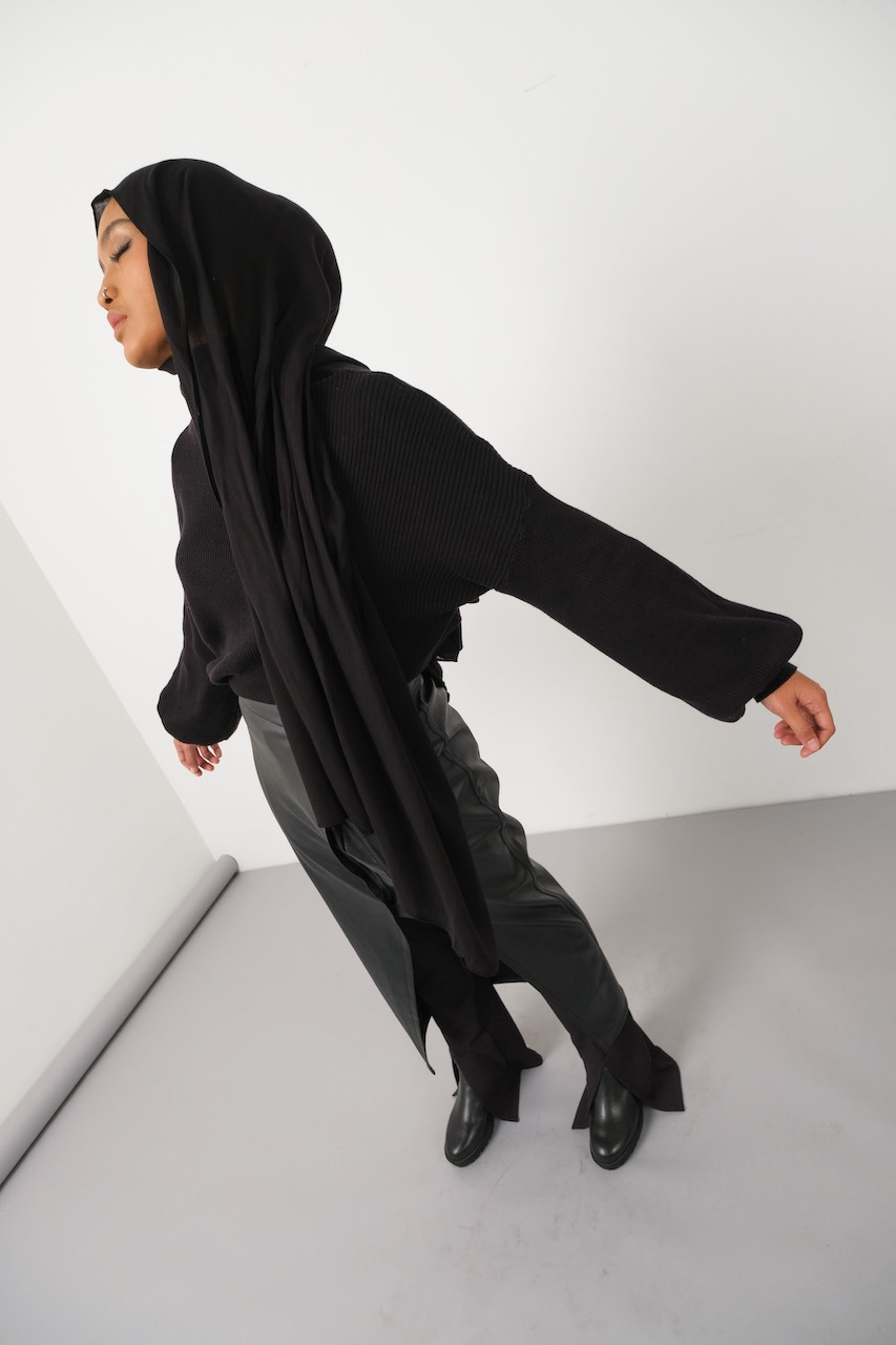 Sana Midnight Black | Pashmina Delicate Rayon