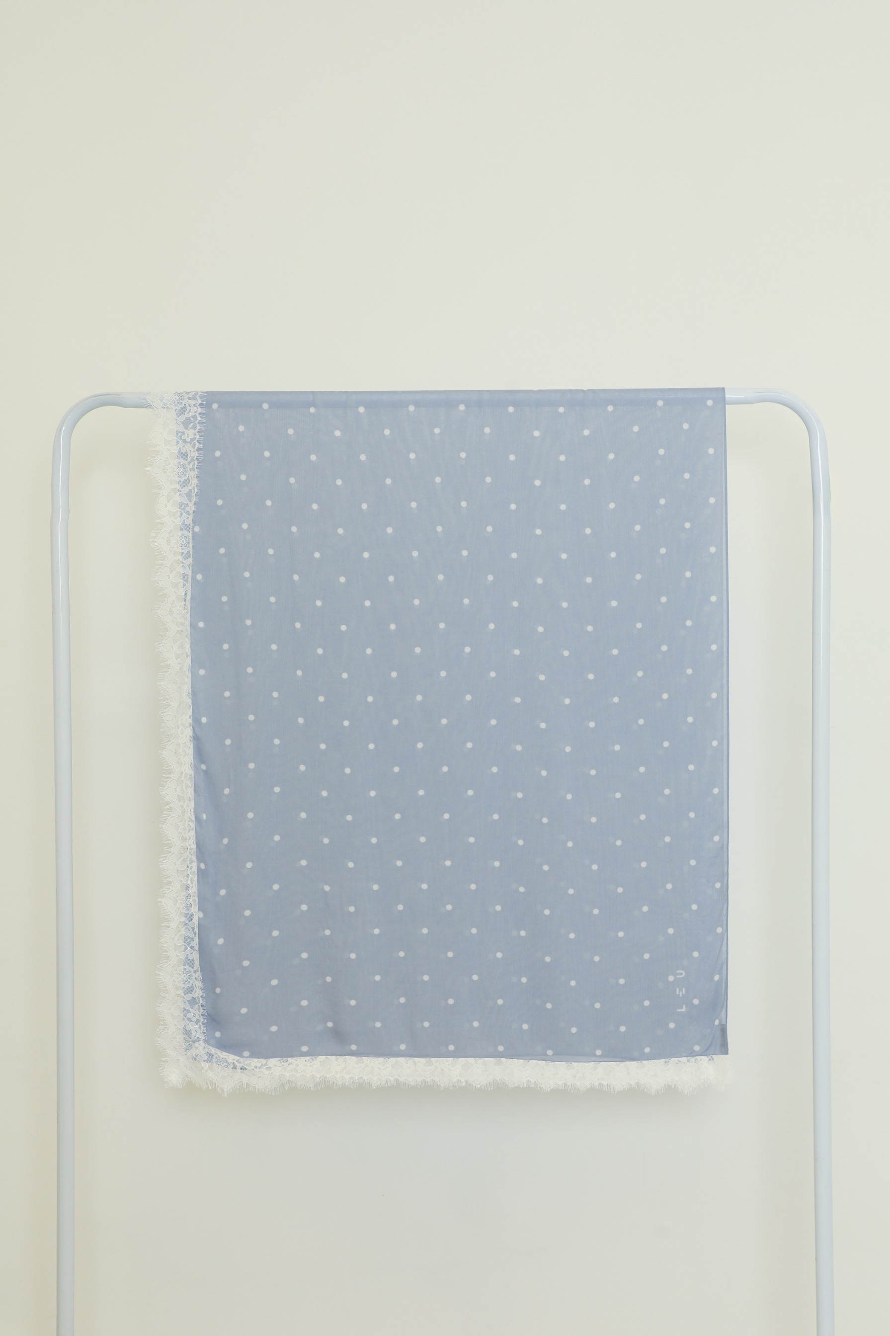 Polkadot Lace Scarf Powder Blue | Pashmina Printed Modals