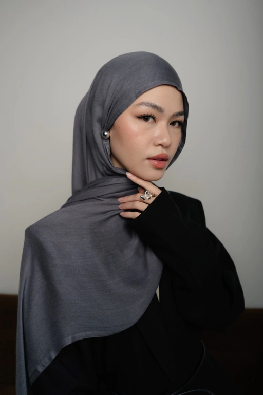 Image of Nema Deep Charcoal Grey  | Pashmina Viscose