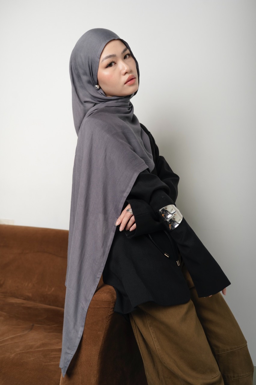 Nema Deep Charcoal Grey | Pashmina Viscose