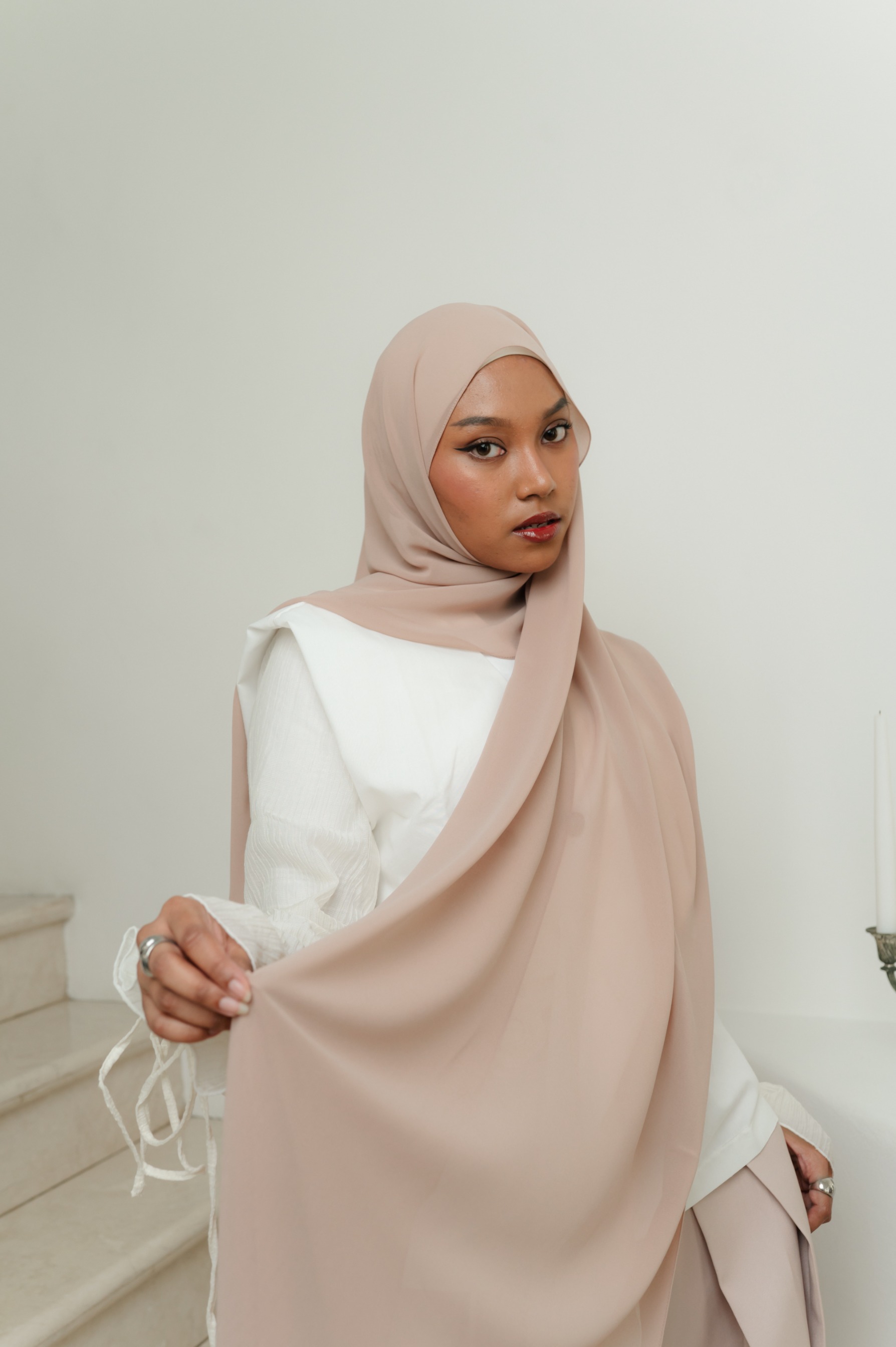 Fona Scarf Milk Tea | Pashmina Premium Light Chiffon