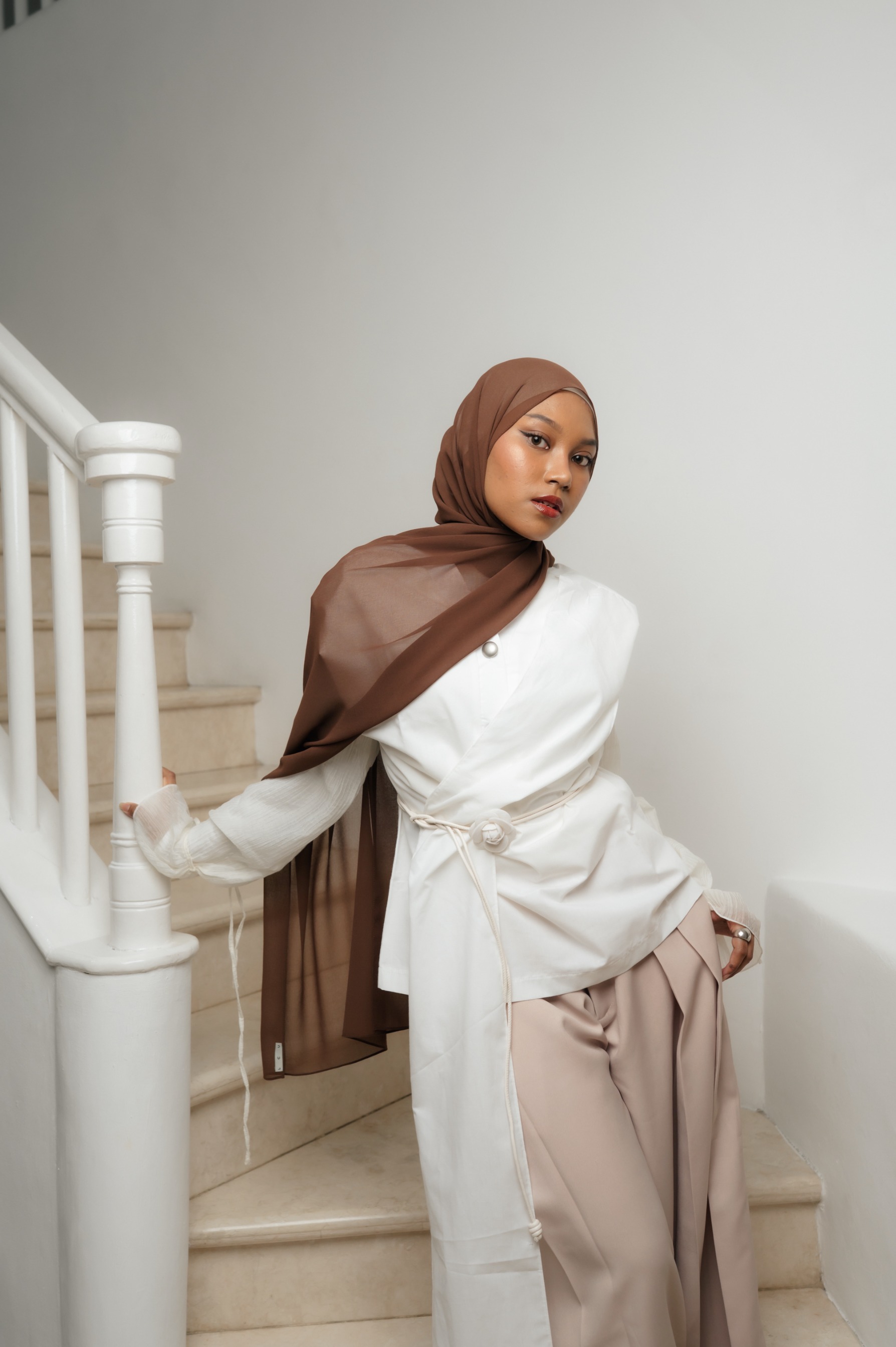 Fona Scarf Cocoa Brown | Pashmina Premium Light Chiffon