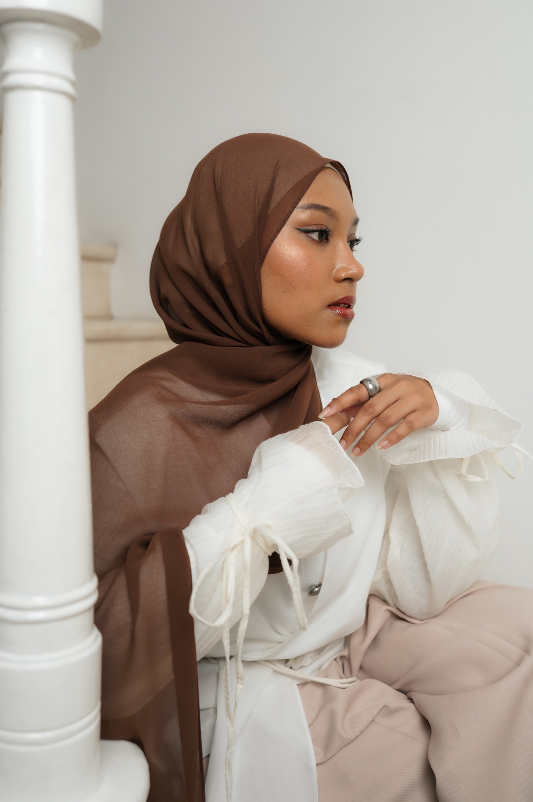 Fona Scarf Cocoa Brown | Pashmina Premium Light Chiffon